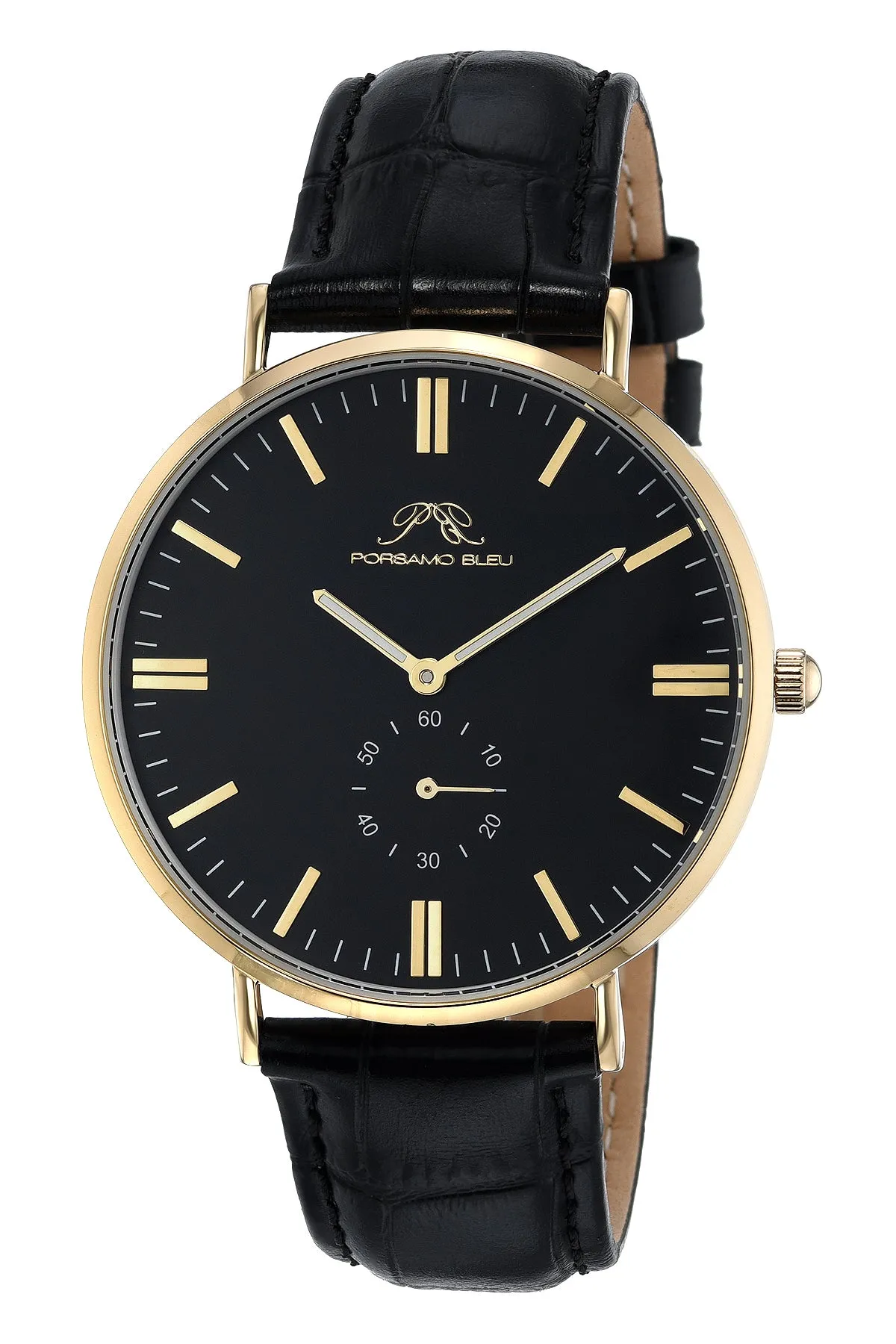 Henry Men's Leather Gold and Black Watch