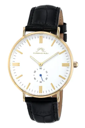 Henry Men's Leather Gold, Black and White Watch