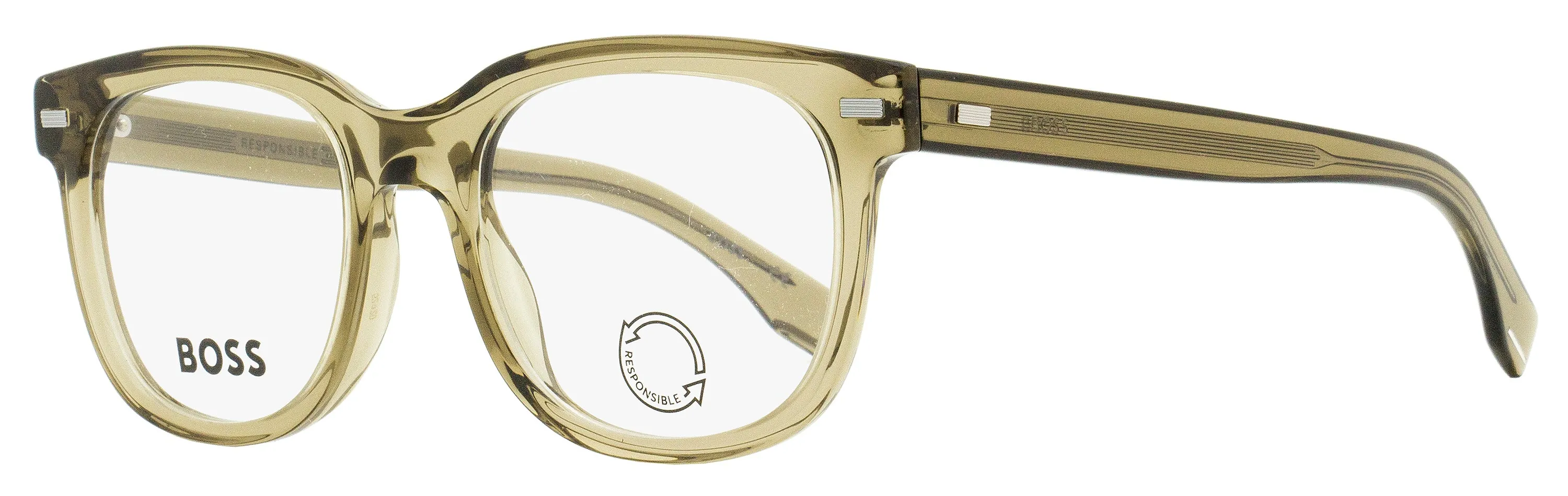 Hugo Boss Men's Eco Acetate Eyeglasses B1444N 09Q Transparent Brown 52mm