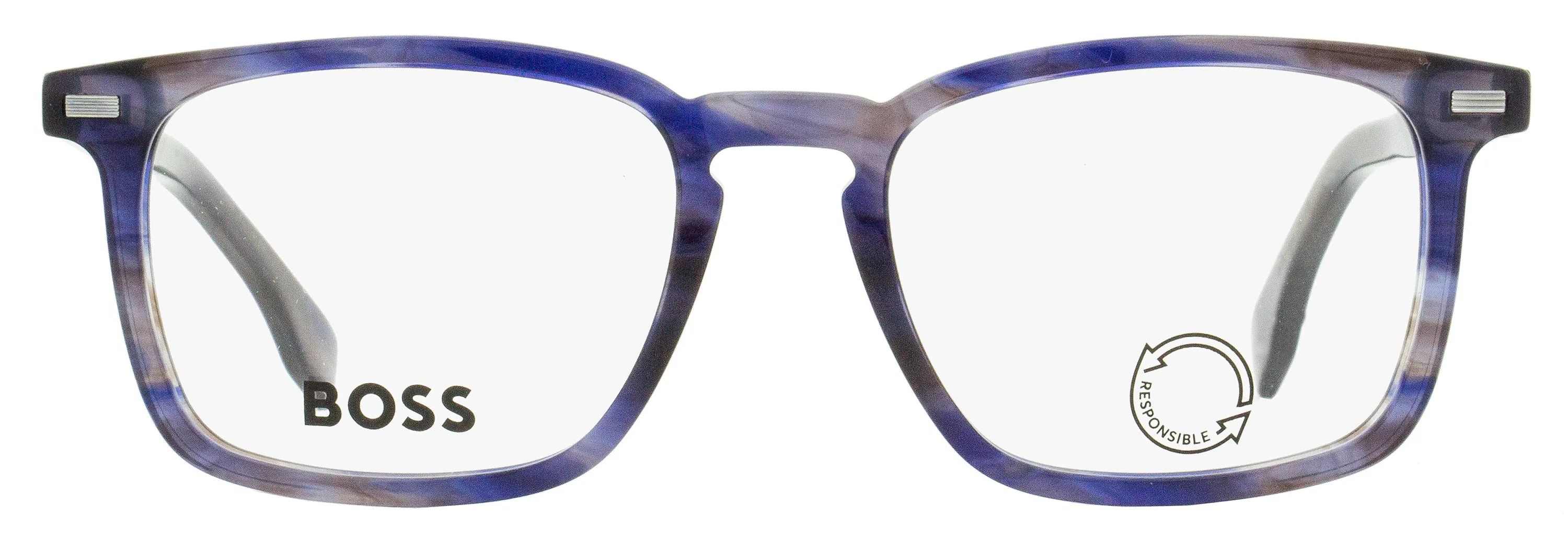 Hugo Boss Men's Rectangular Eyeglasses B1368 JBW Blue Havana 53mm
