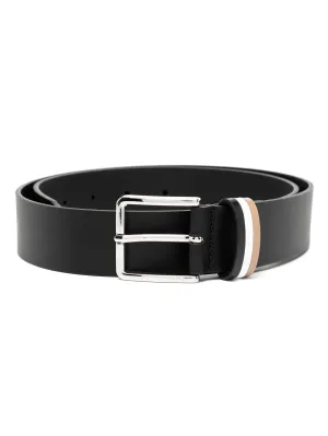 Hugo Boss Men's Ther Loop Stripe Logo Belt, Black