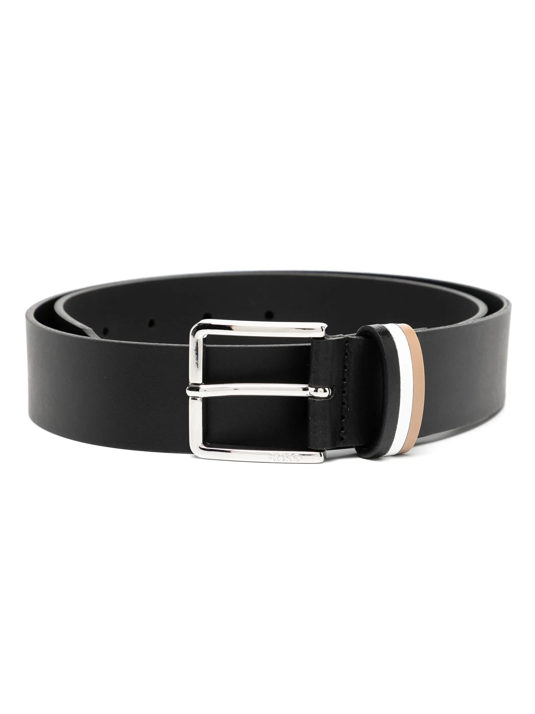 Hugo Boss Men's Ther Loop Stripe Logo Belt, Black