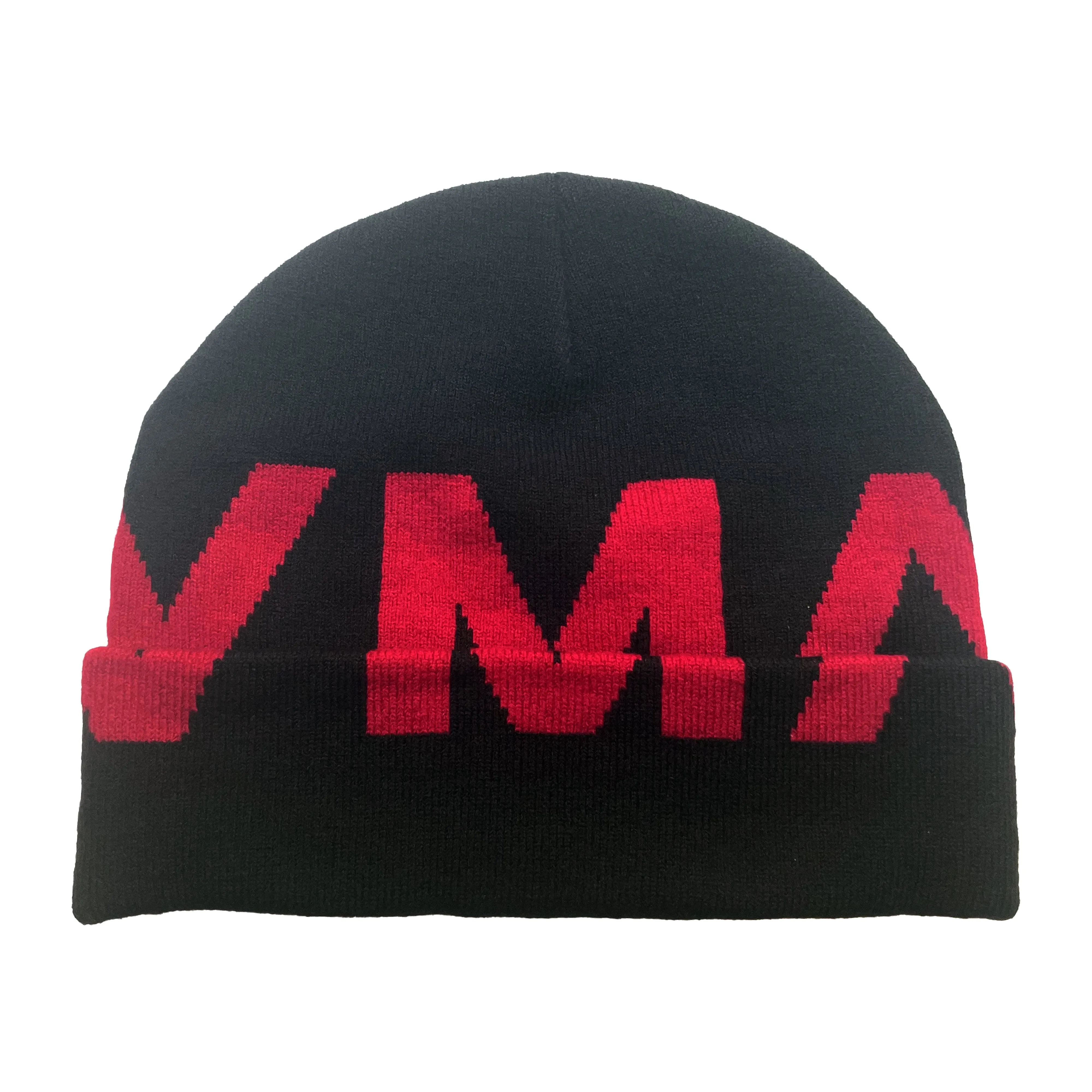 Hvman Knit Hat In Black & Red