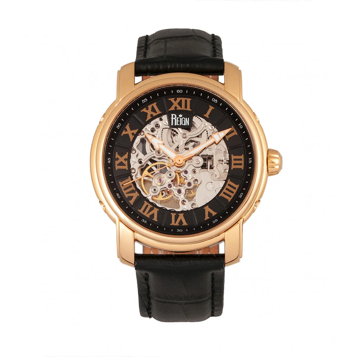 Kahn Automatic Skeleton Leather-Band Watch