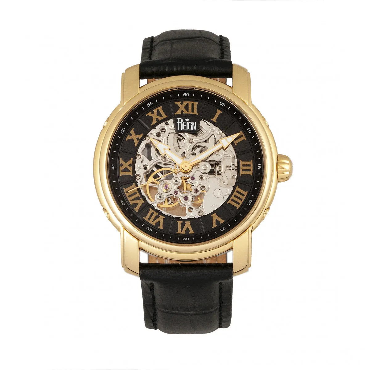 Kahn Automatic Skeleton Leather-Band Watch