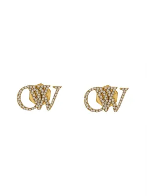 Logo Earrings With Distinctive Design And Sparkling Stones