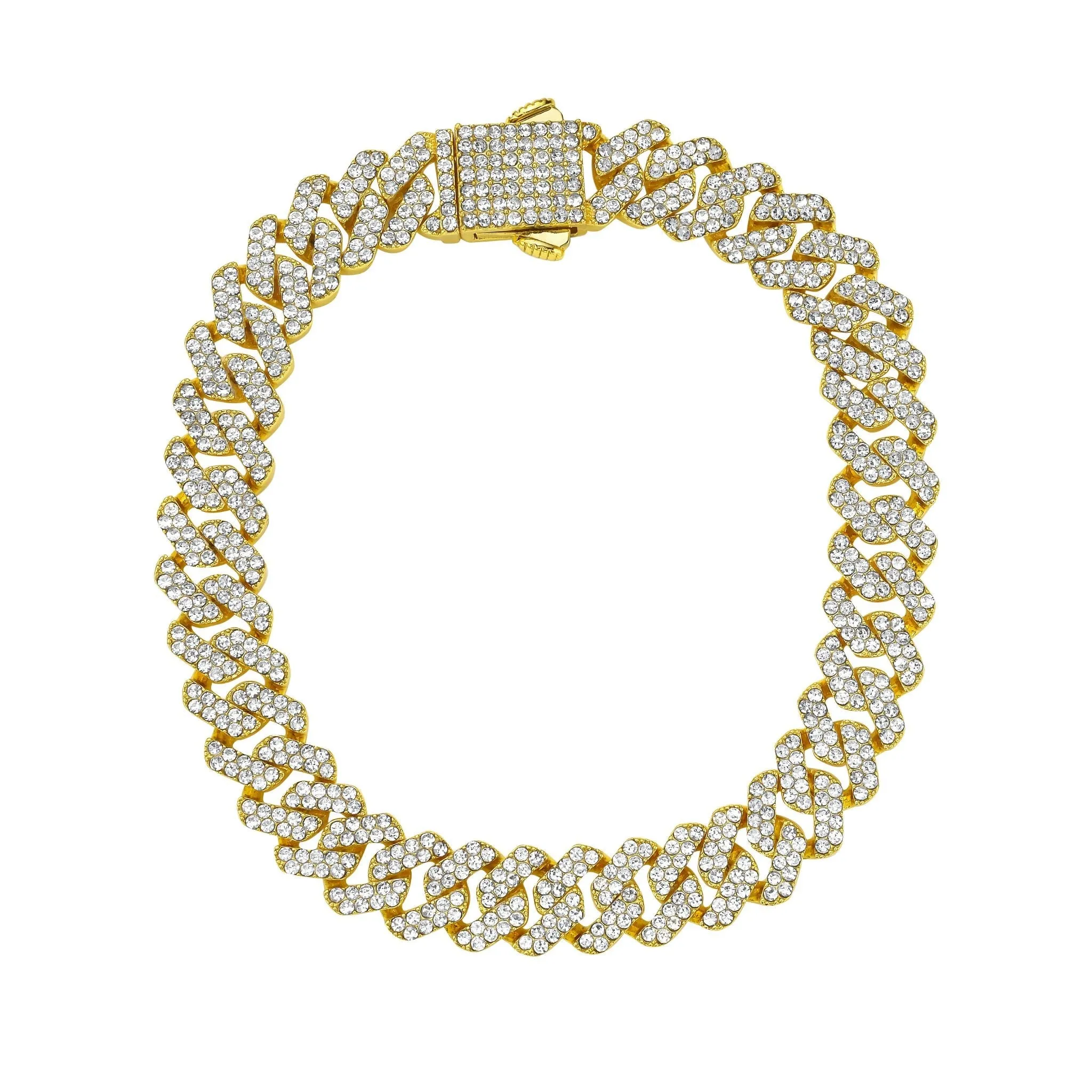 Men's 10mm Cuban Edge Chain with CZ gold