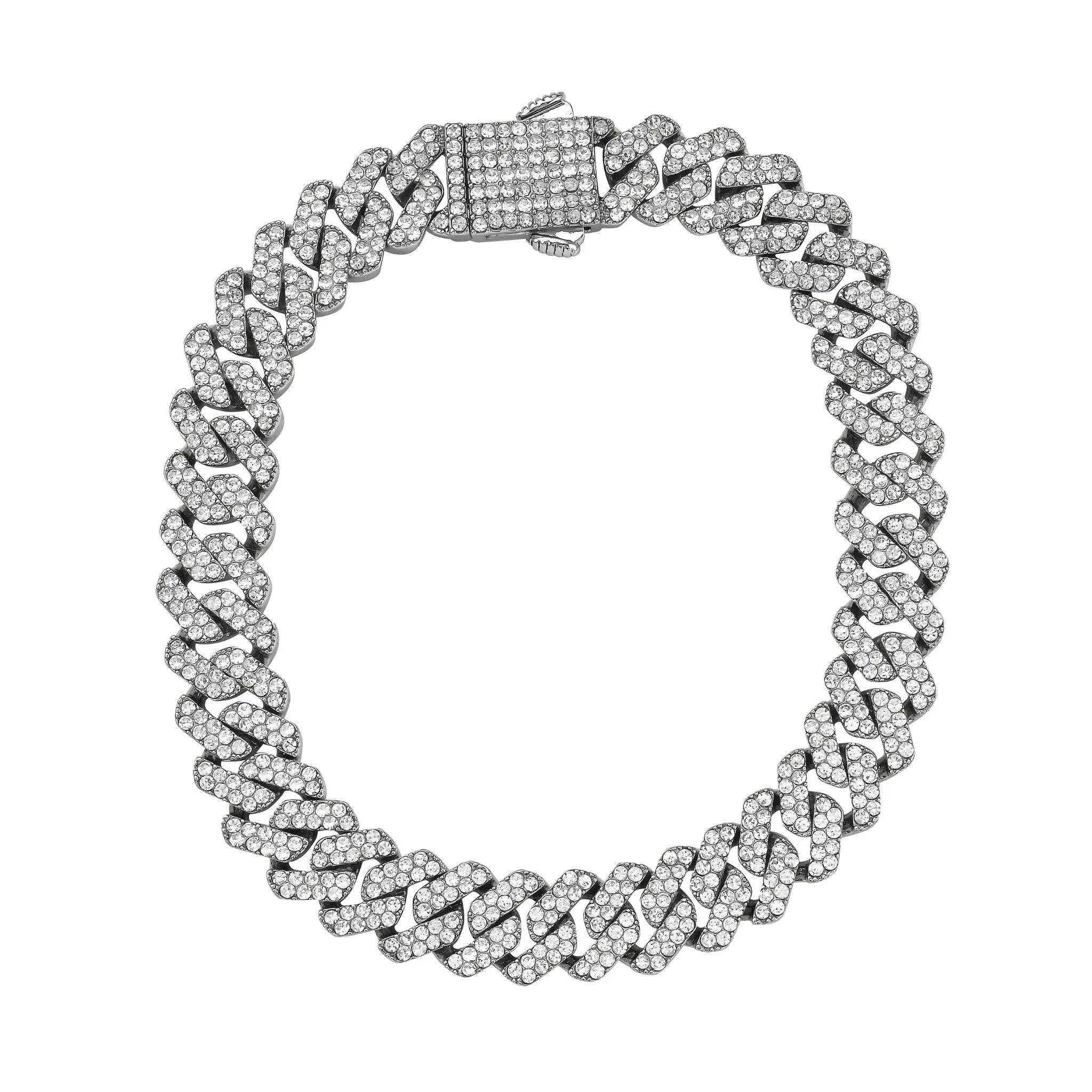 Men's 10mm Cuban Edge Chain with CZ silver