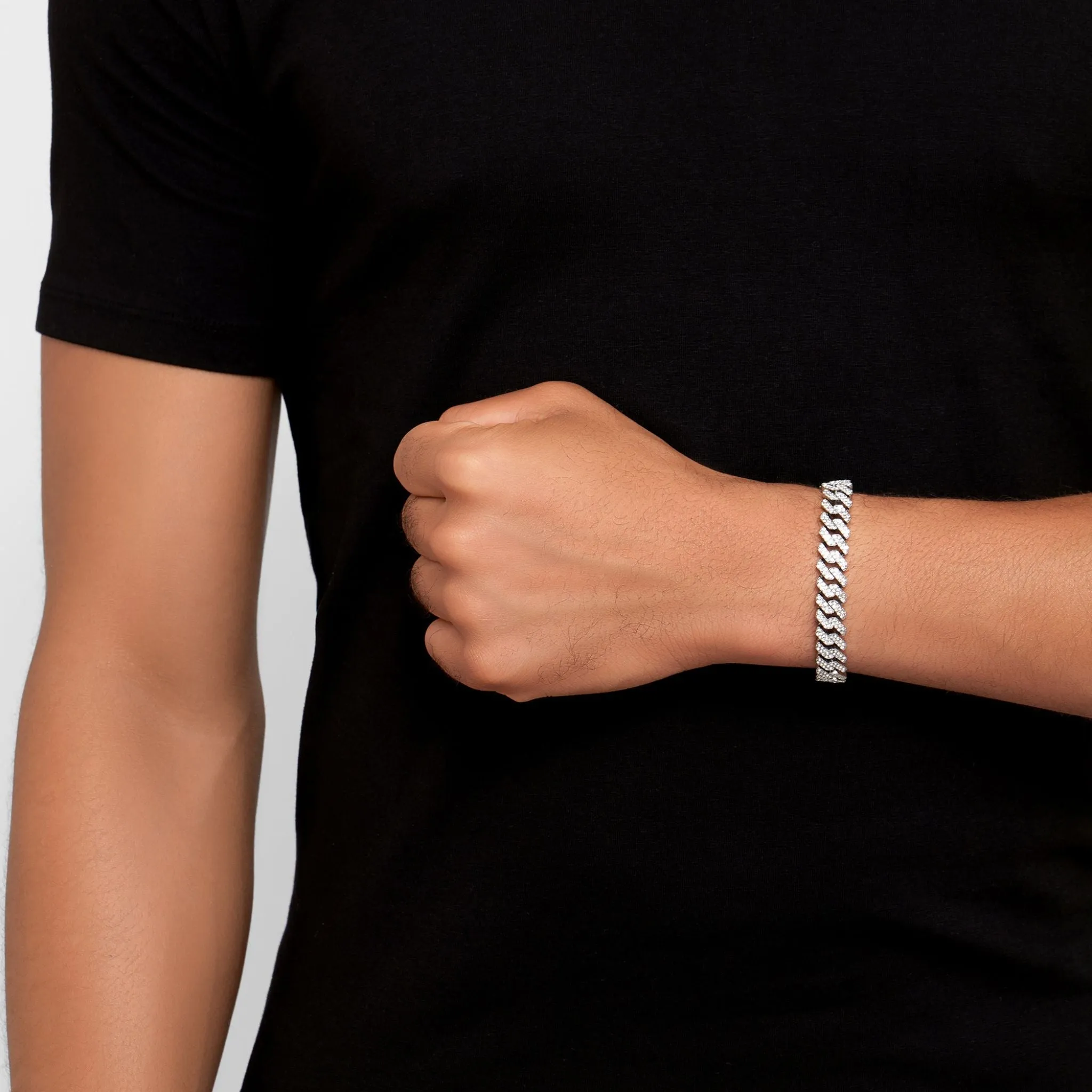 Men's 10mm Cuban Edge Chain with CZ silver