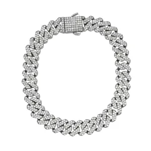 Men's 10mm Cuban Edge Chain with CZ silver