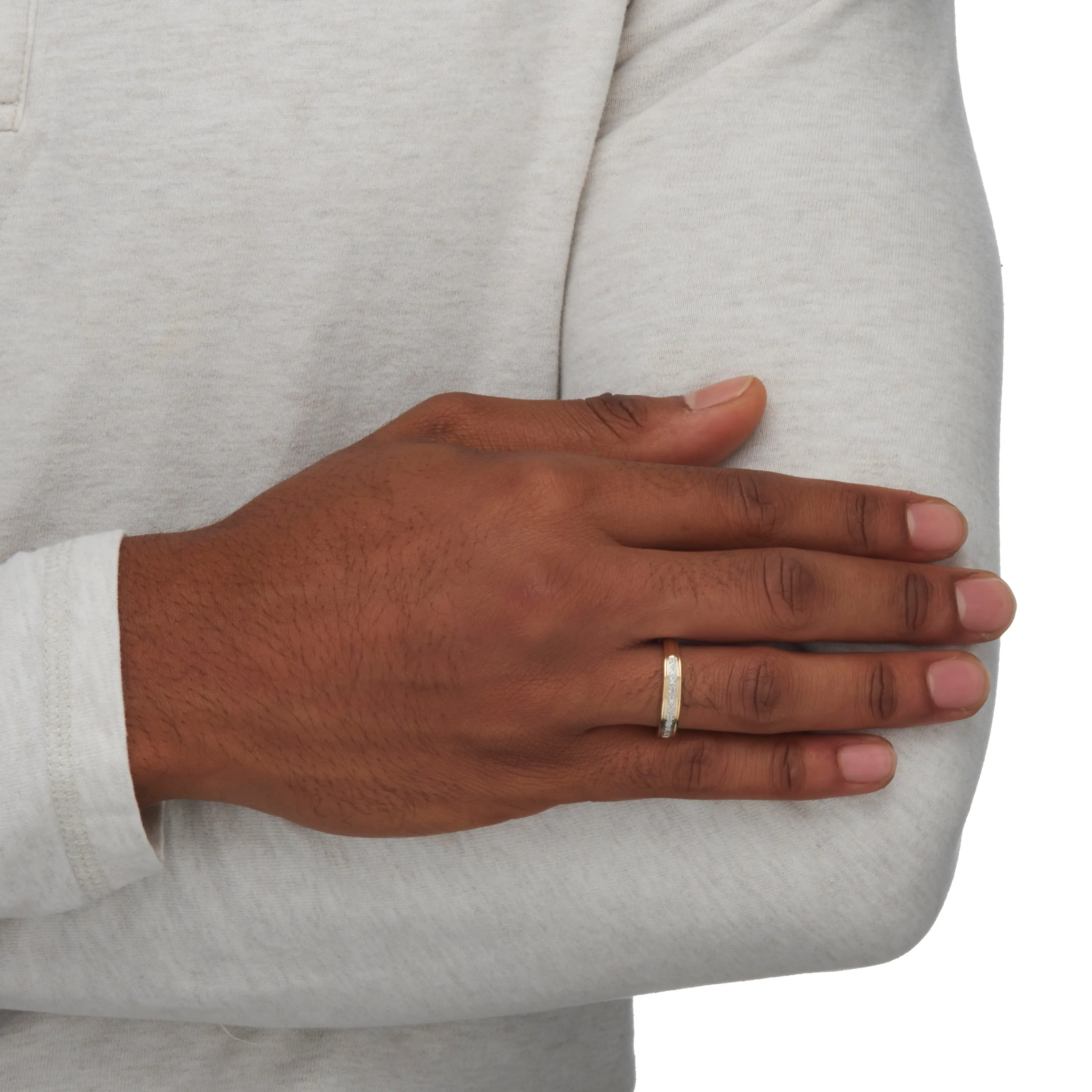 Men's 1/10 TCW Round Diamond 10k Yellow Gold Anniversary Ring Wedding Band