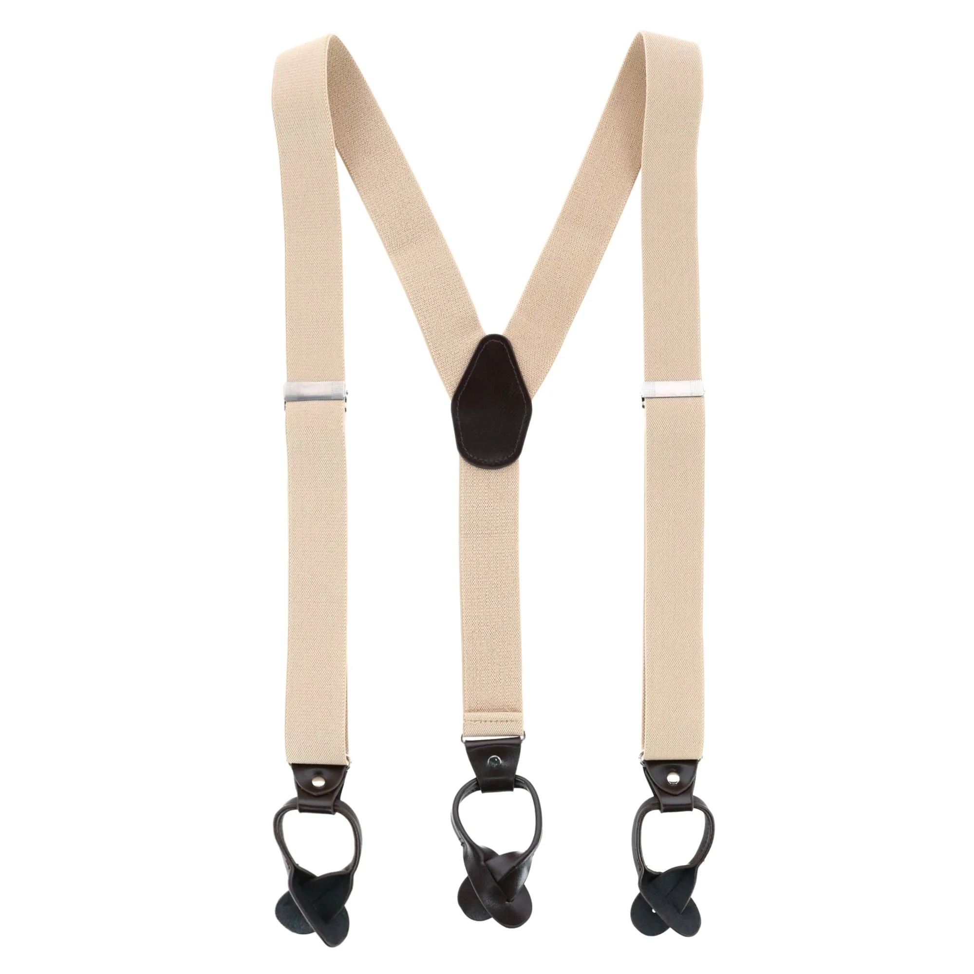 Men's 1.375 Inch Wide Solid Color Y-Back Button-End Suspenders