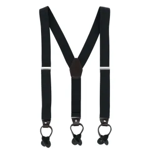 Men's 1.375 Inch Wide Solid Color Y-Back Button-End Suspenders