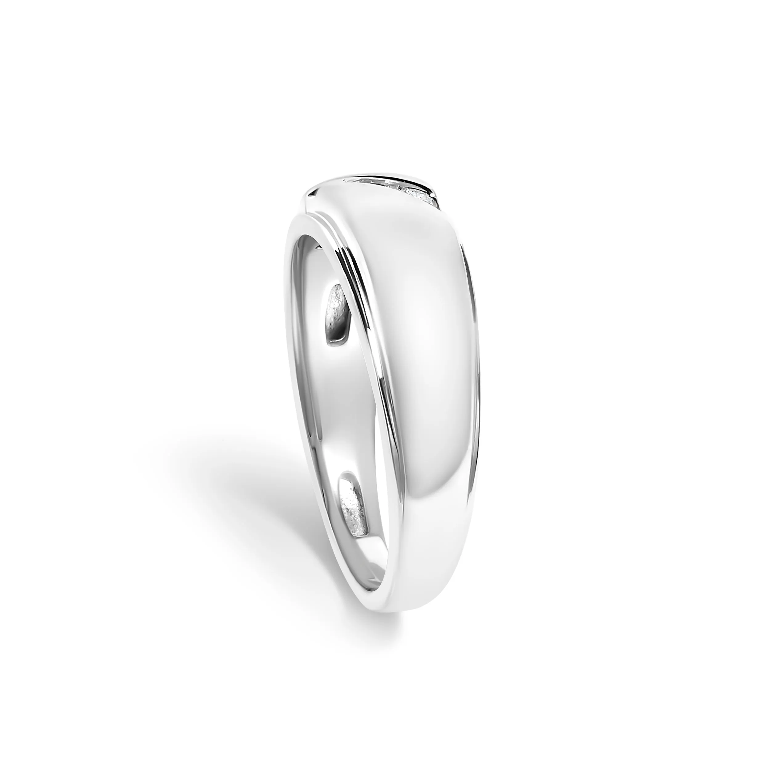 Men's .925 Sterling Silver 1/6 Cttw 3 Stone Diamond Band Ring
