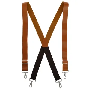 Men's Big & Tall Wide Leather Suspenders with Swivel Hook Ends