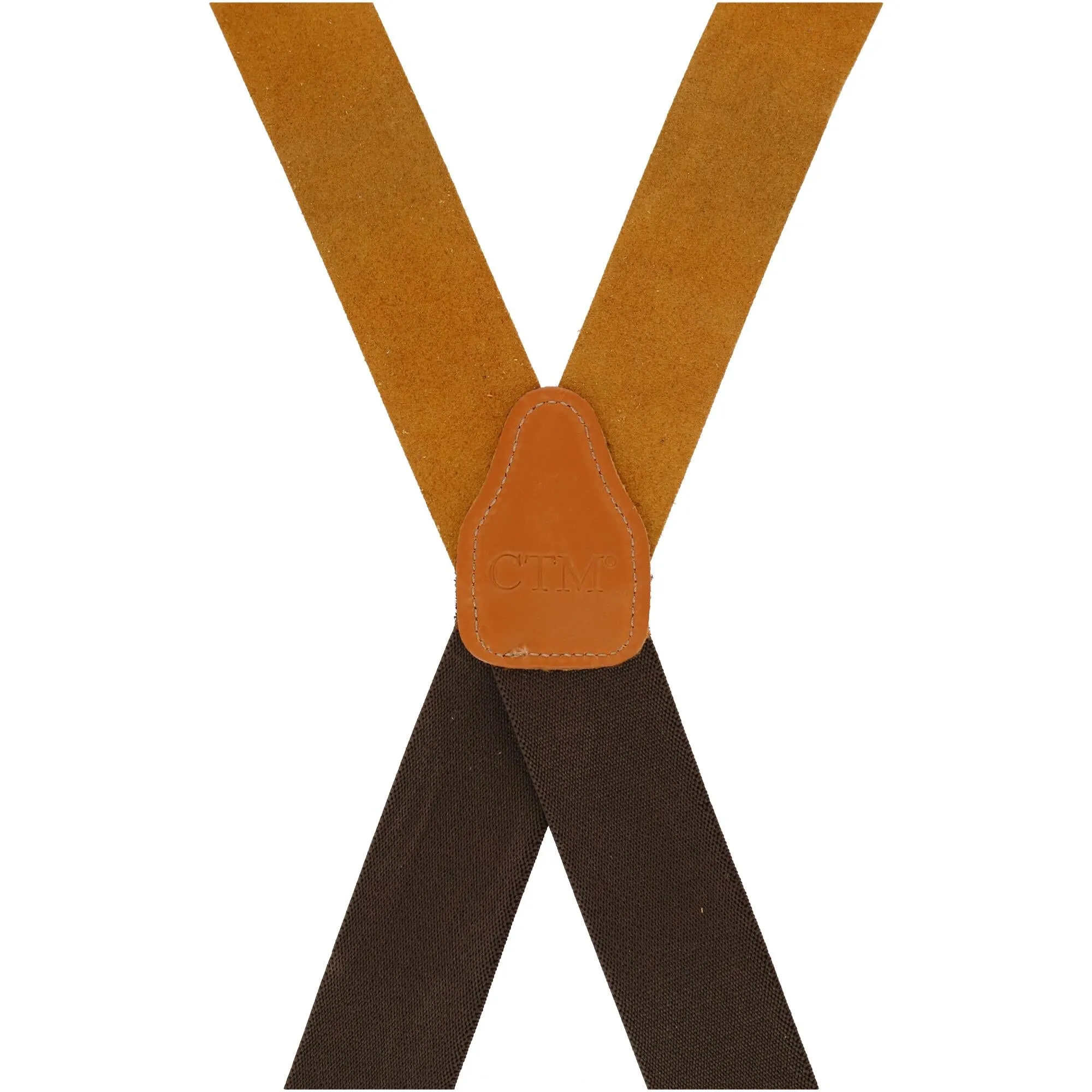 Men's Big & Tall Wide Leather Suspenders with Swivel Hook Ends