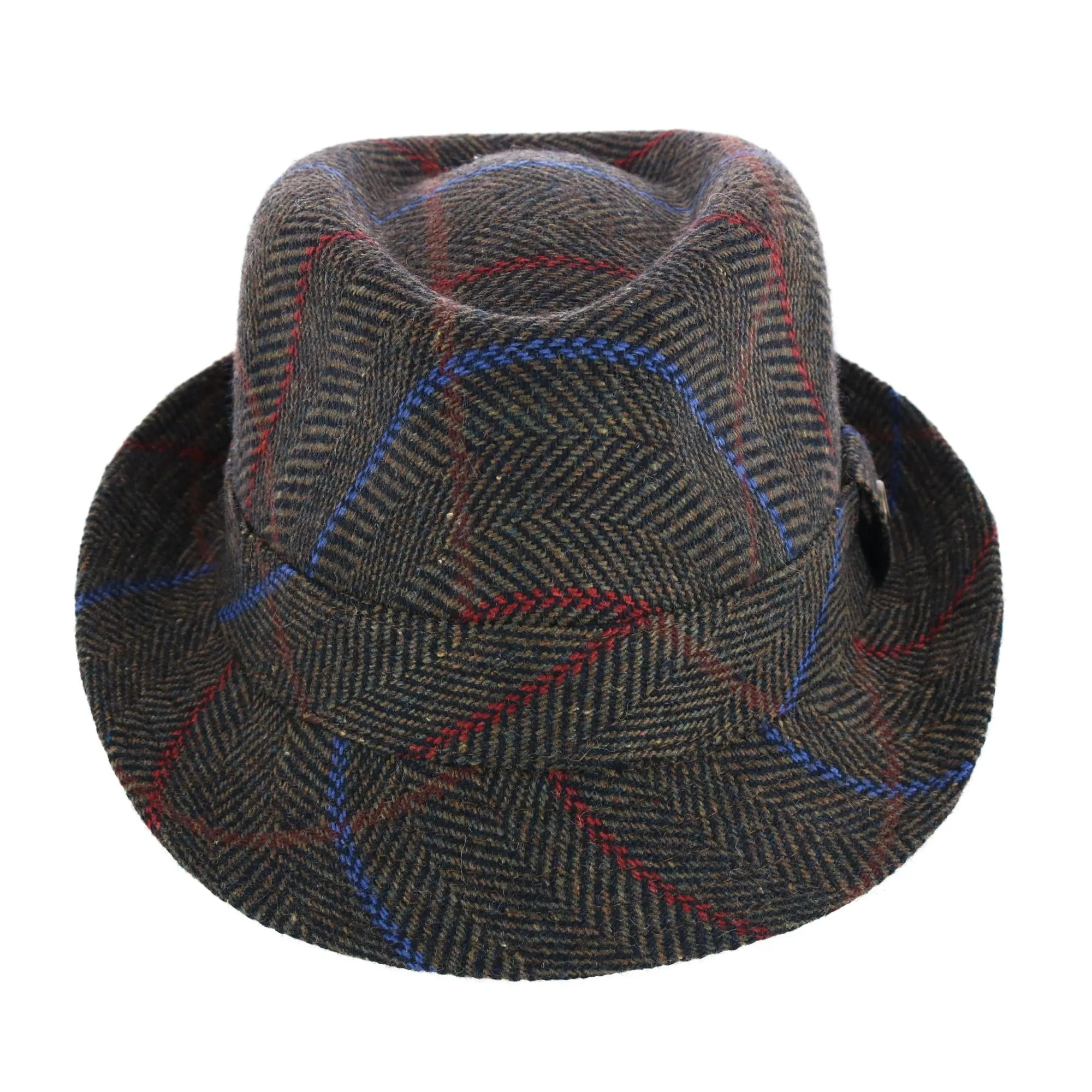 Men's Classic Plaid Wool Fedora Hat