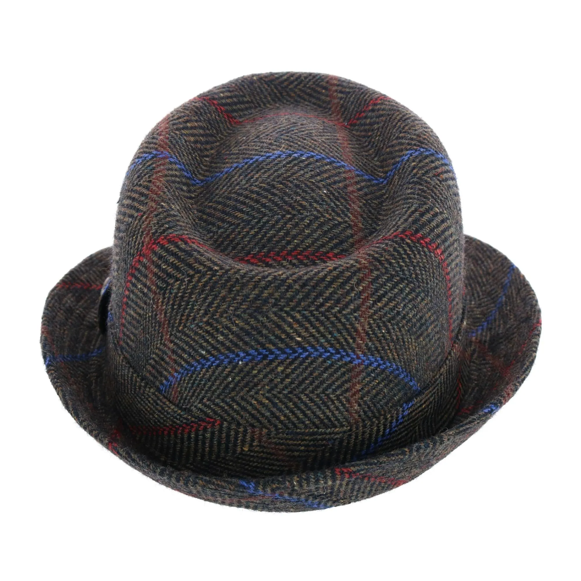 Men's Classic Plaid Wool Fedora Hat