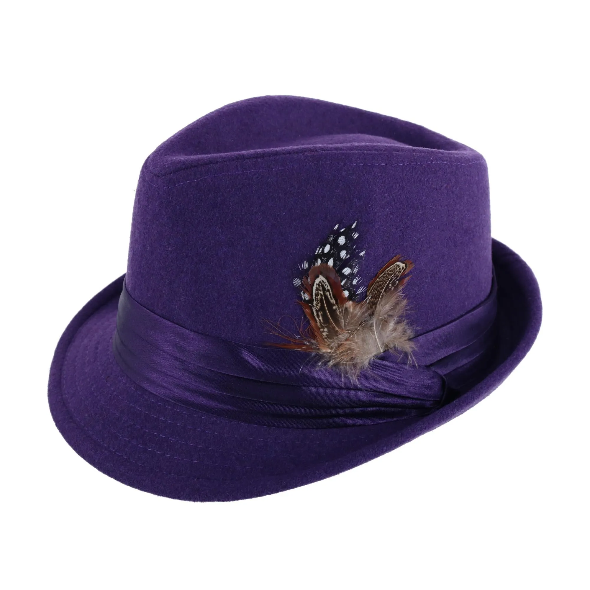 Men's Dressy Faux Felt Fedora with Feather