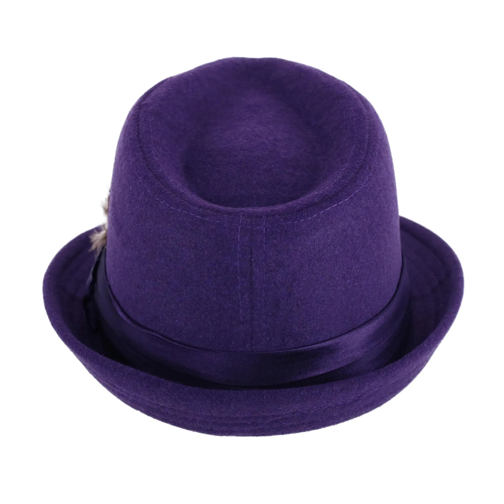 Men's Dressy Faux Felt Fedora with Feather
