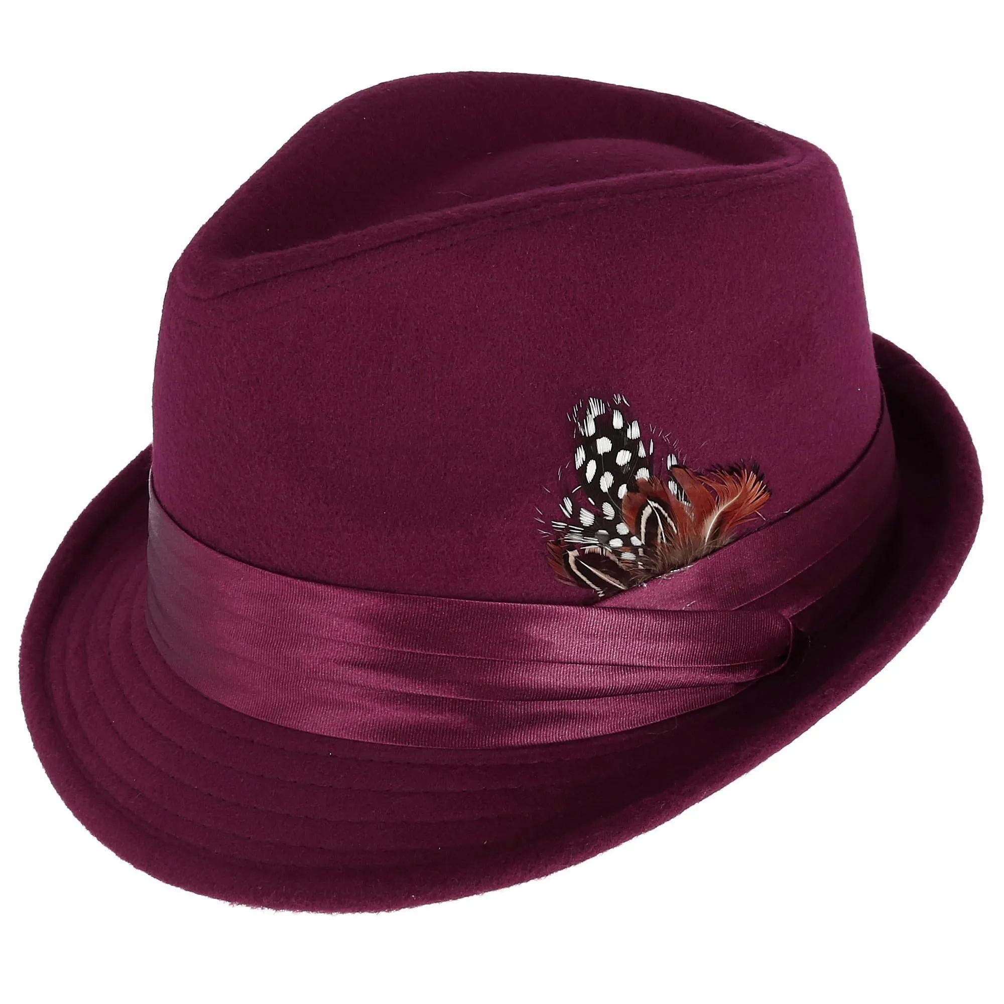 Men's Dressy Faux Felt Fedora with Feather