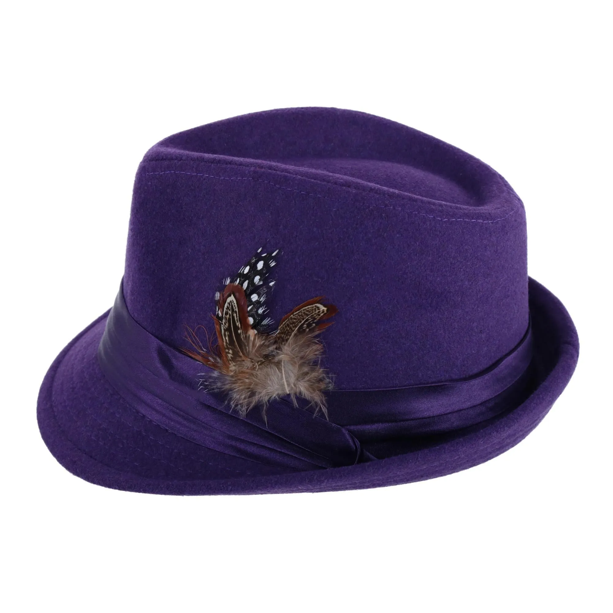 Men's Dressy Faux Felt Fedora with Feather