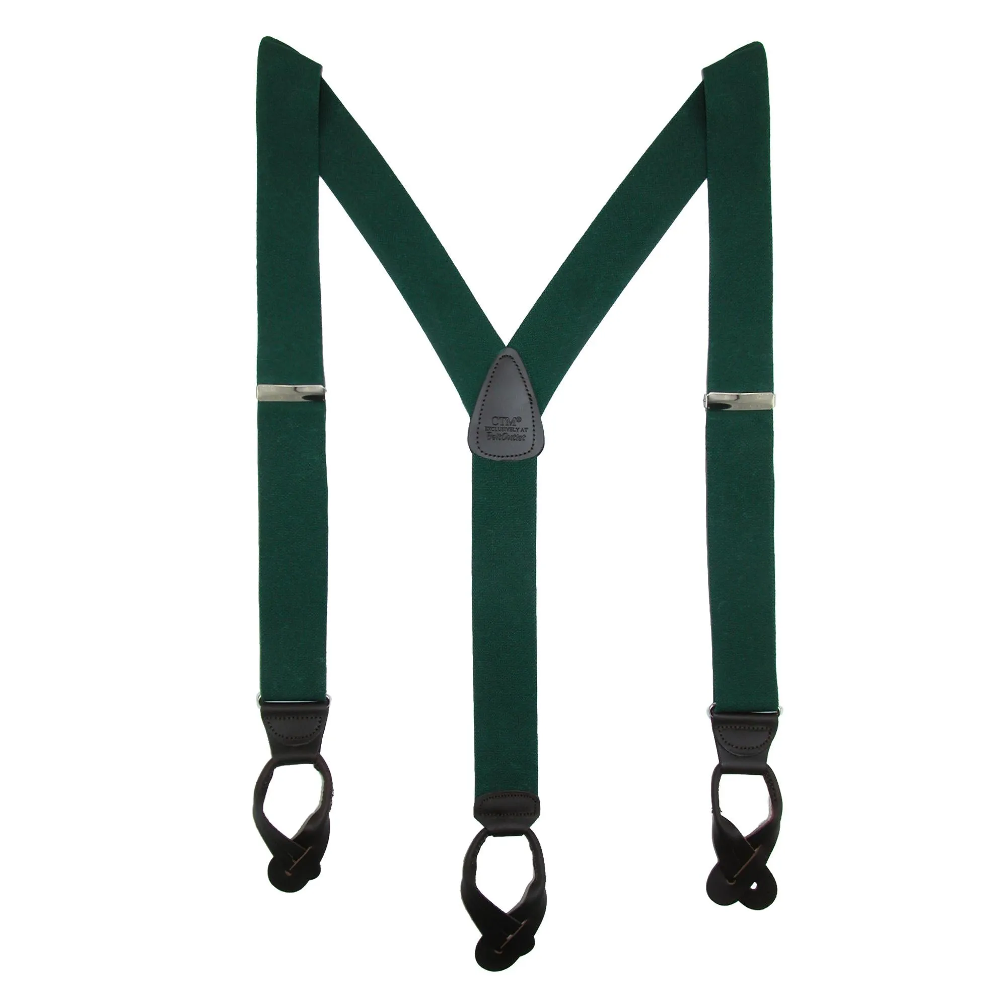 Men's Elastic Button End Dress Suspenders with Silver Hardware