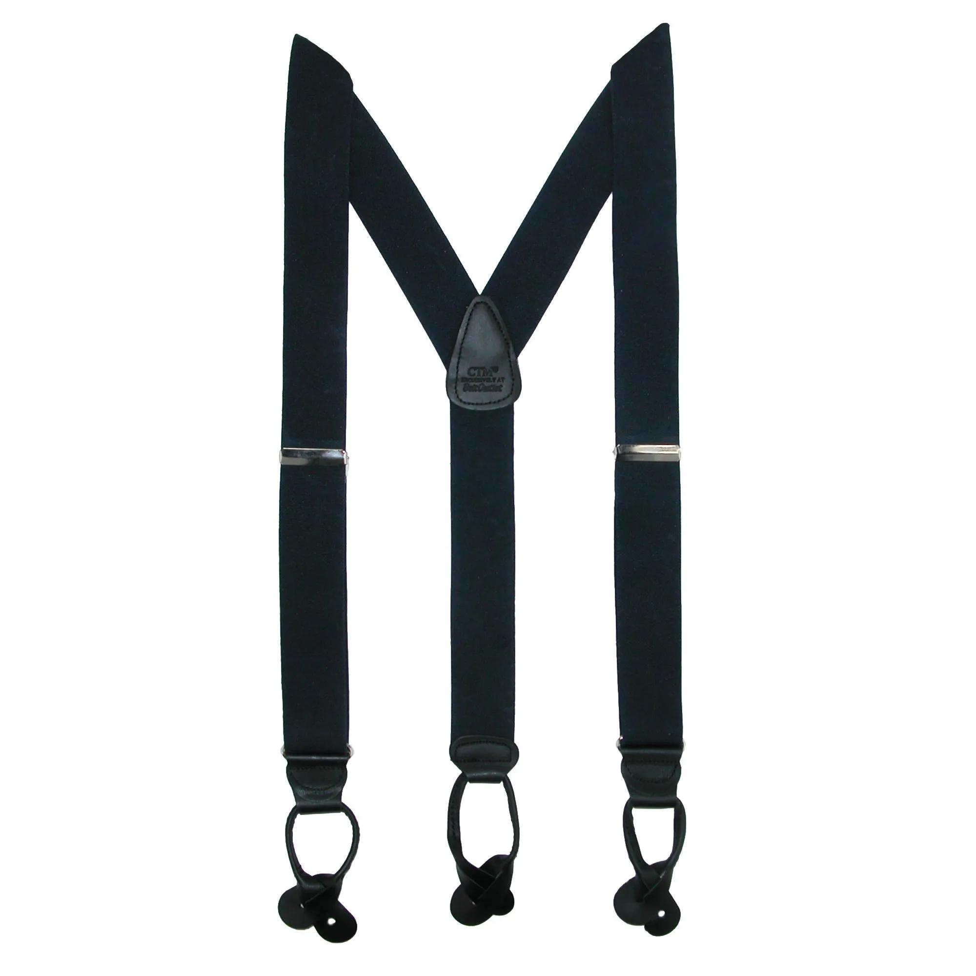Men's Elastic Button End Dress Suspenders with Silver Hardware