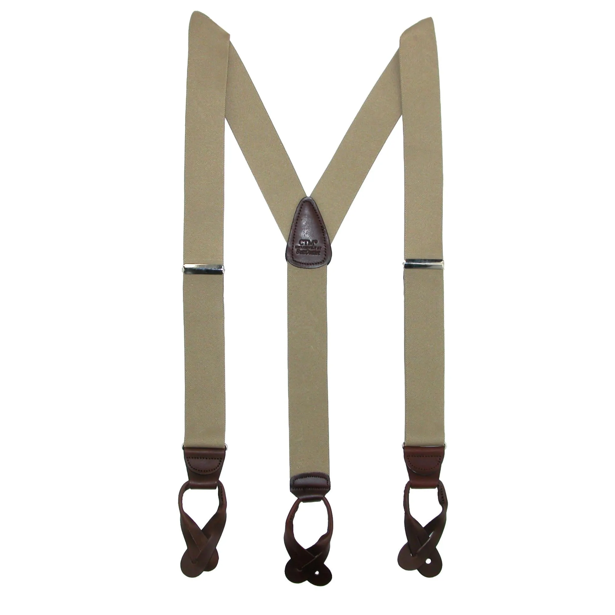Men's Elastic Button End Dress Suspenders with Silver Hardware