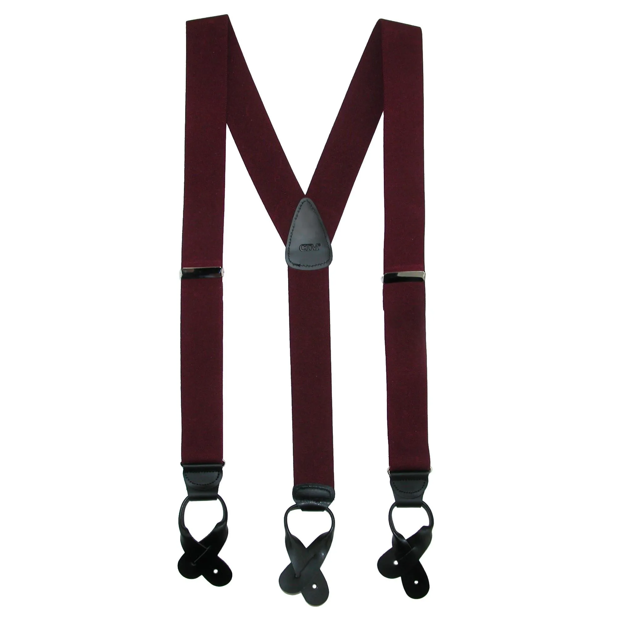 Men's Elastic Button End Dress Suspenders with Silver Hardware