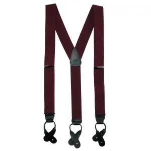 Men's Elastic Button End Dress Suspenders with Silver Hardware