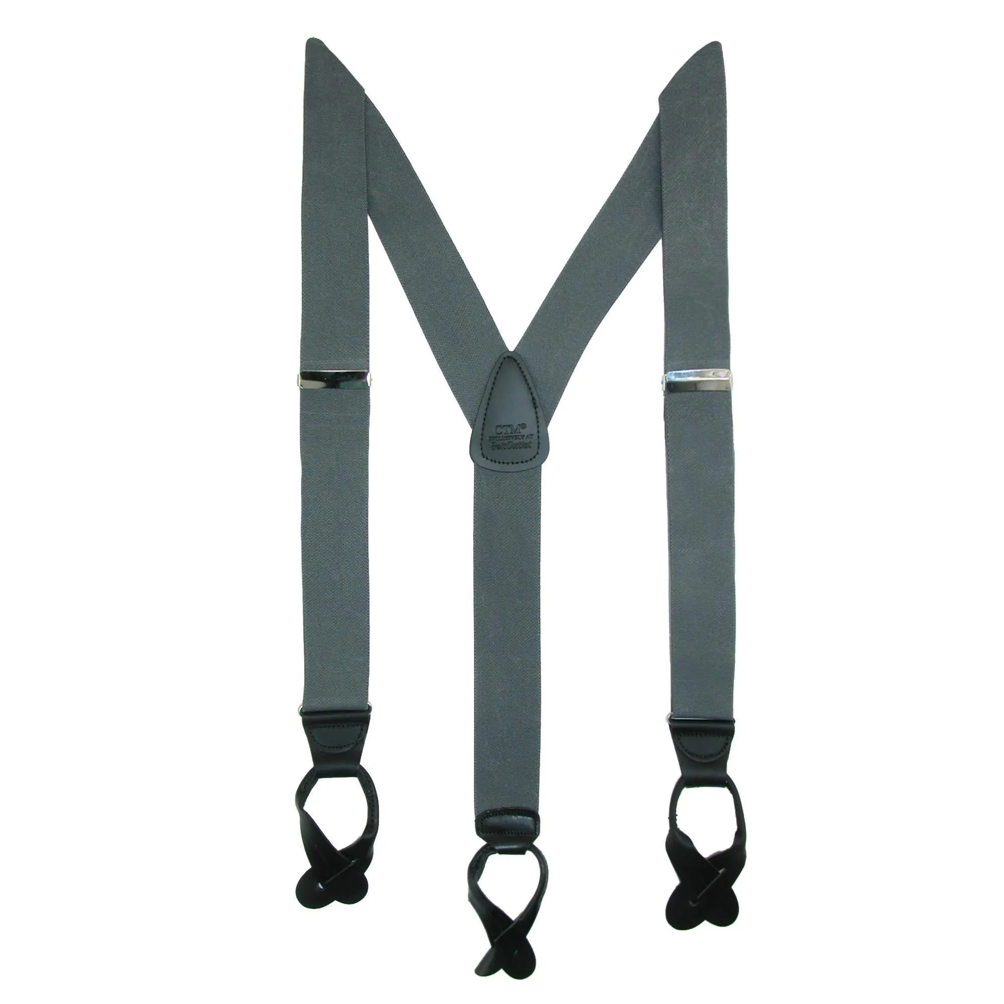 Men's Elastic Button End Dress Suspenders with Silver Hardware