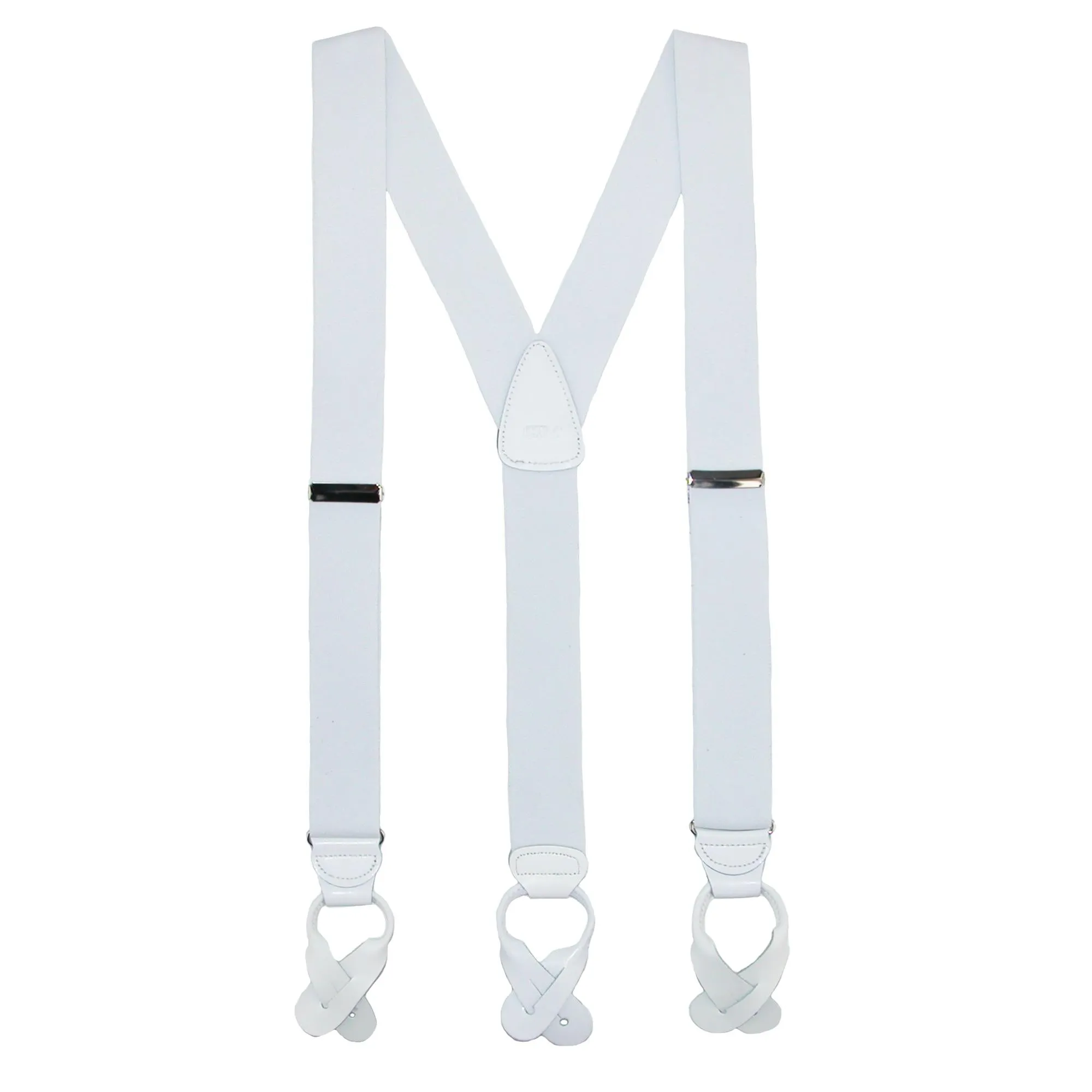 Men's Elastic Button End Dress Suspenders with Silver Hardware