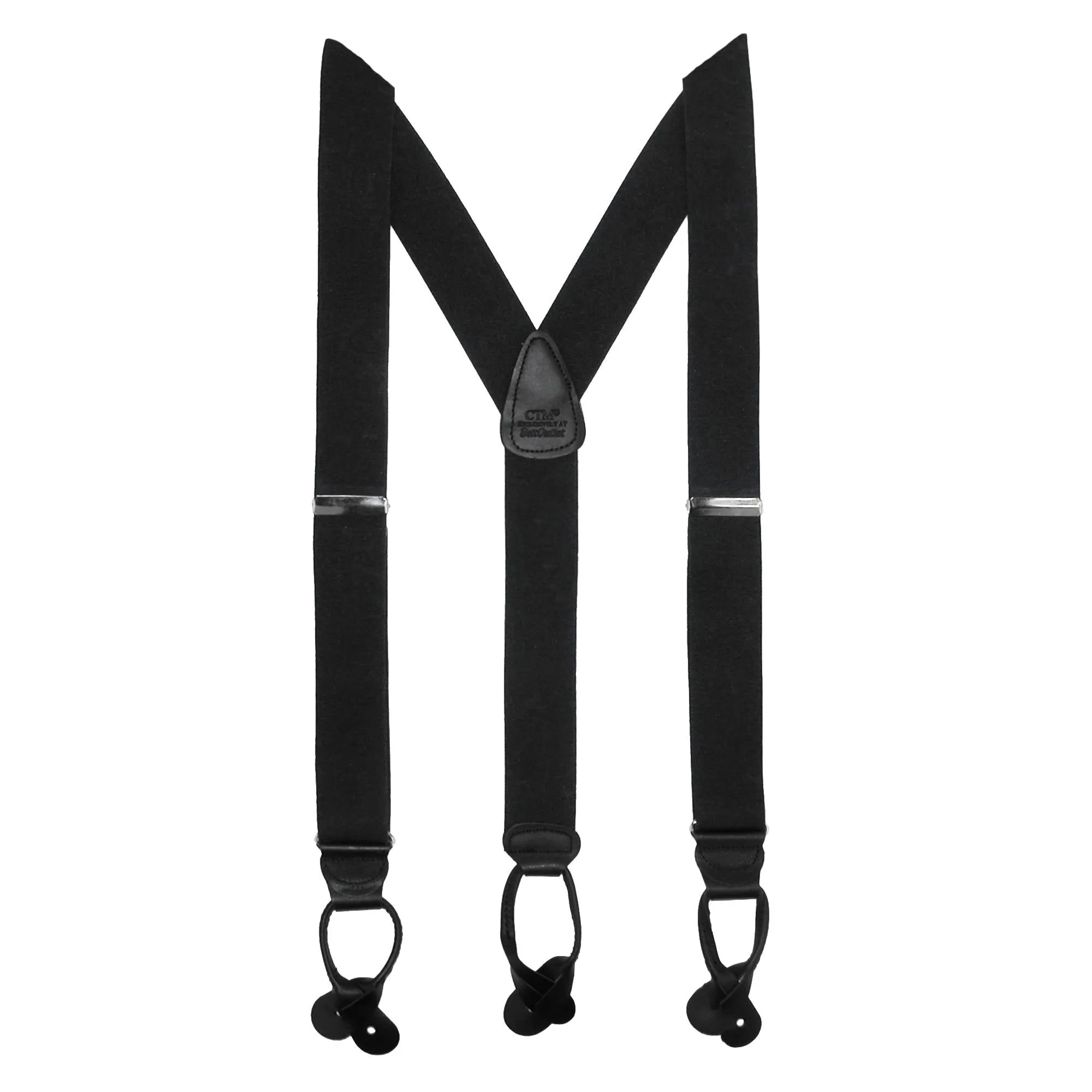 Men's Elastic Button End Dress Suspenders with Silver Hardware