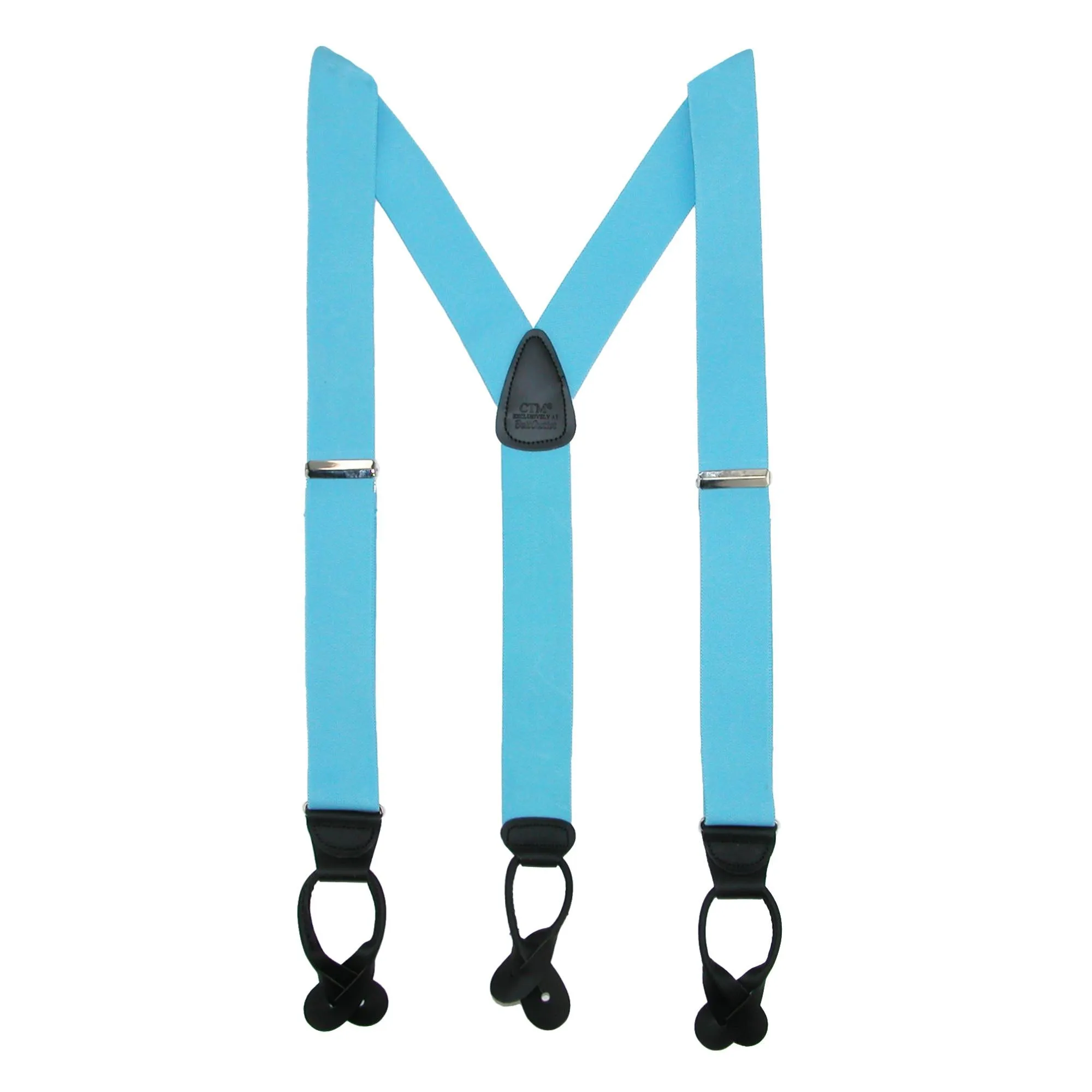 Men's Elastic Button End Dress Suspenders with Silver Hardware