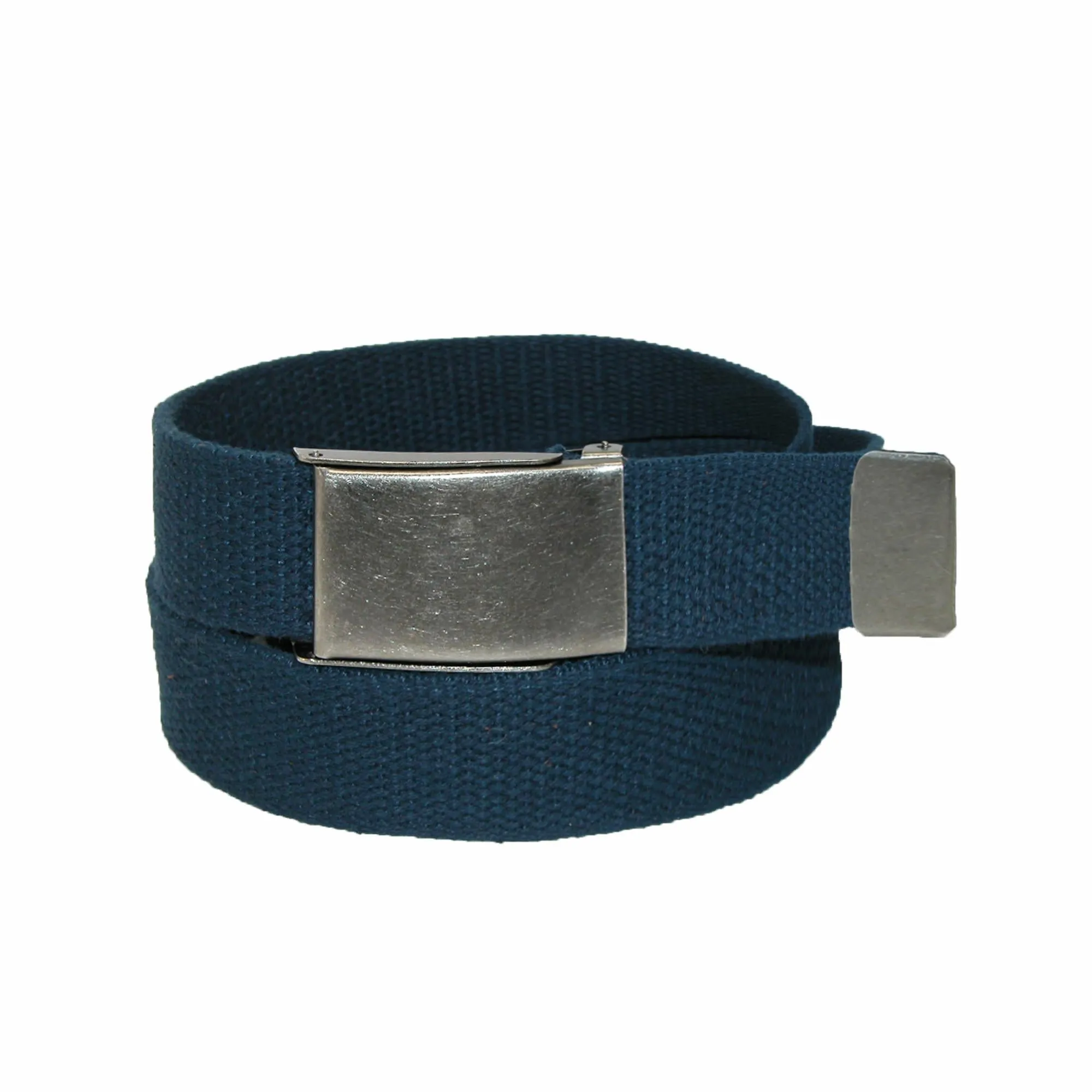 Men's Fabric Belt with Nickel Flip Top Buckle