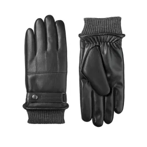 Men's Faux Leather Sleek Heat Winter Gloves In Black