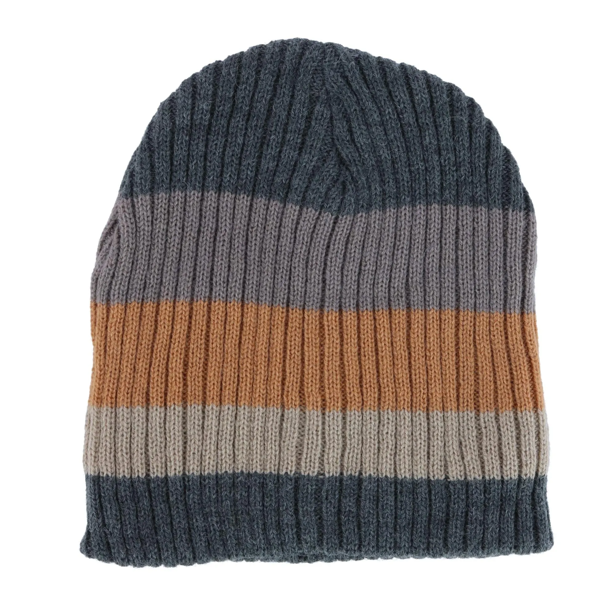Men's Heavy Knit Wool Blend Striped Winter Beanie Hat