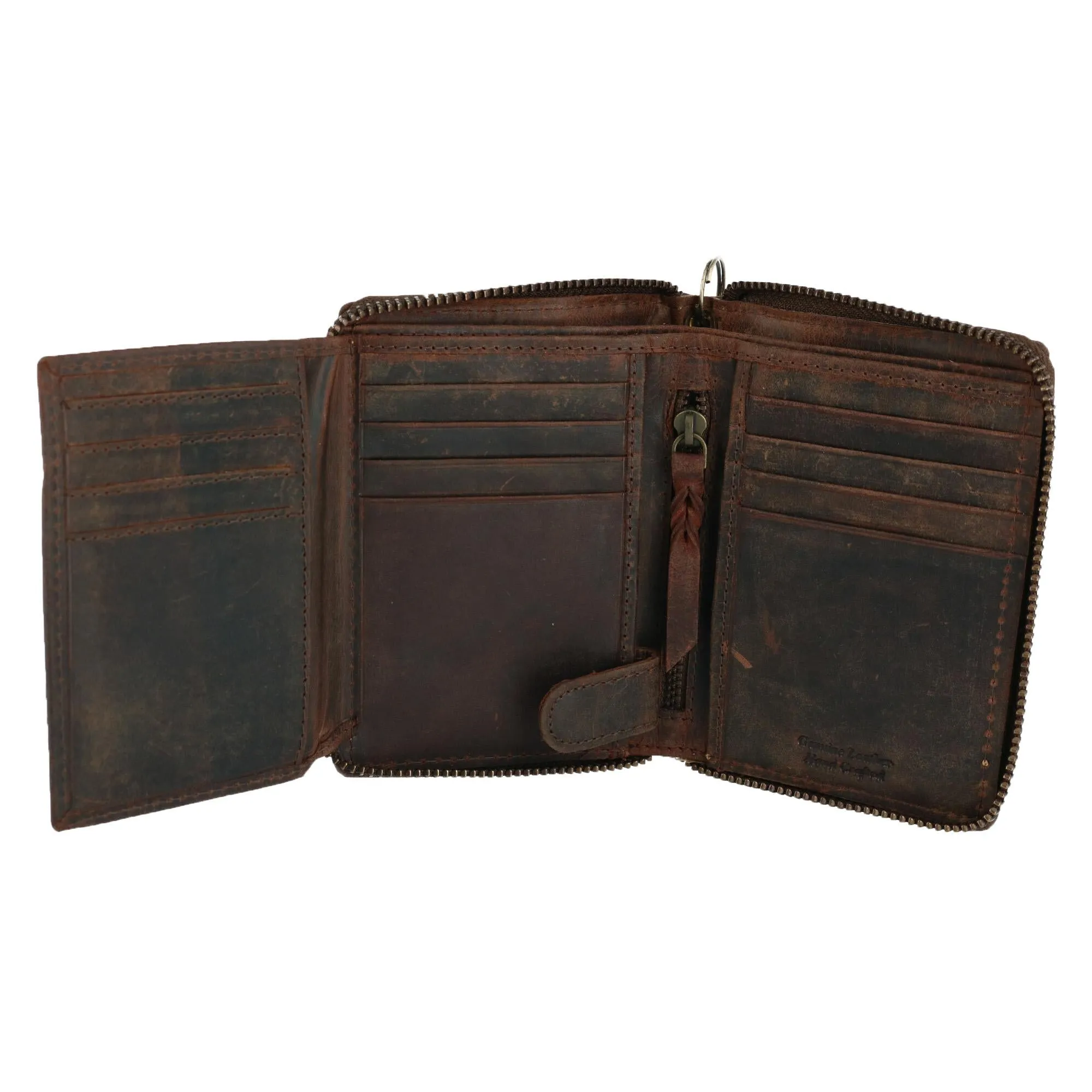 Men's Hunter Leather Zip-Around Bifold Chain Wallet