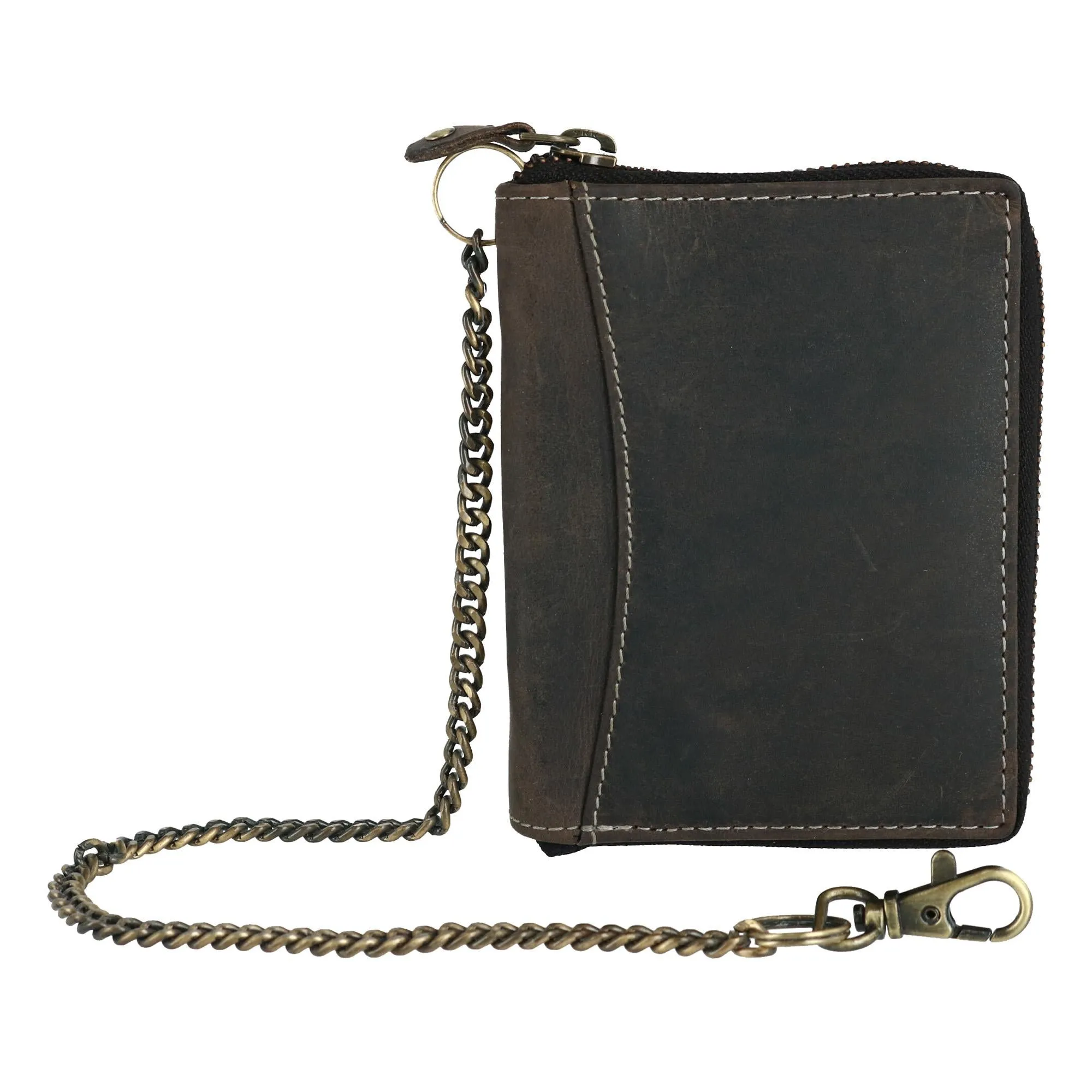 Men's Hunter Leather Zip-Around Bifold Chain Wallet