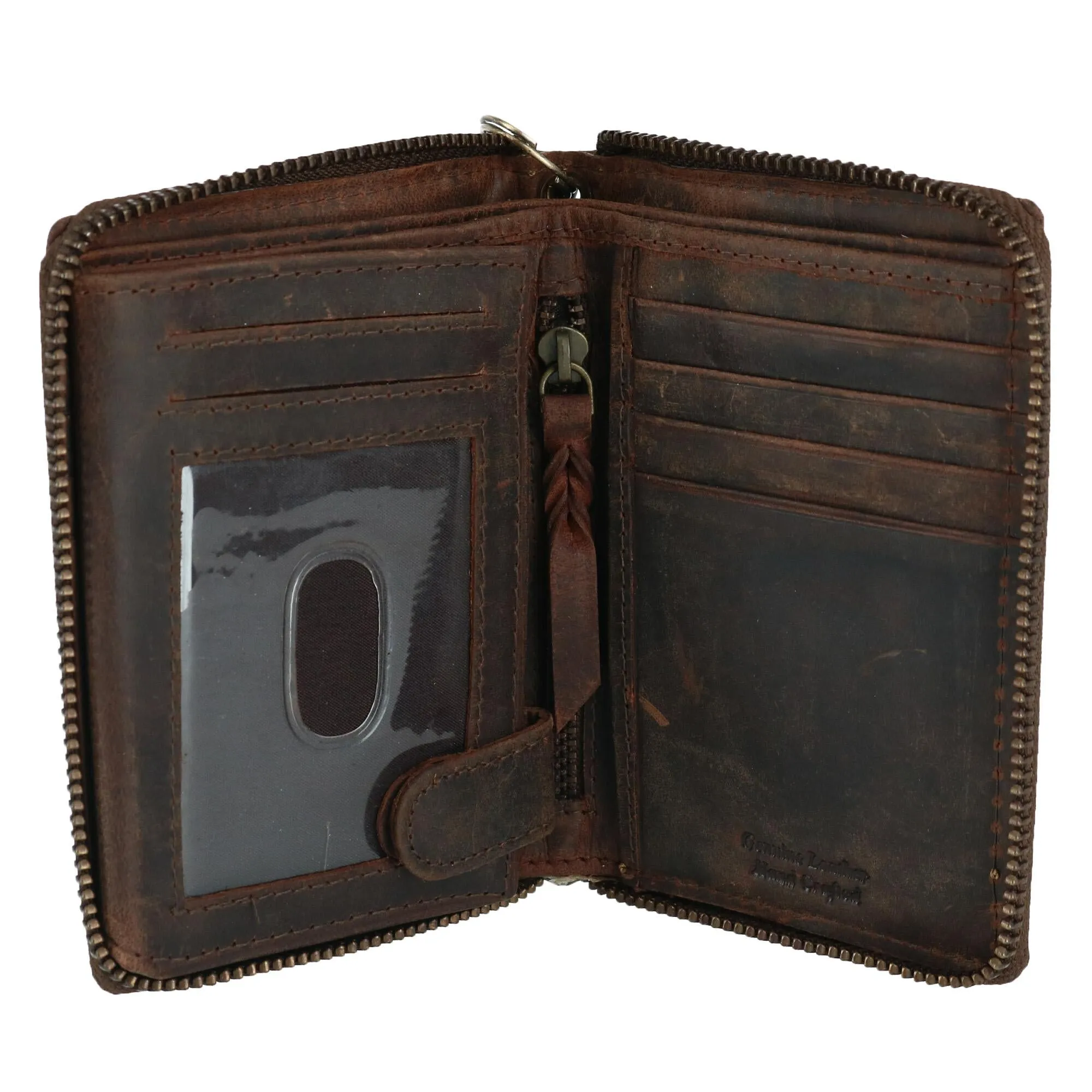 Men's Hunter Leather Zip-Around Bifold Chain Wallet