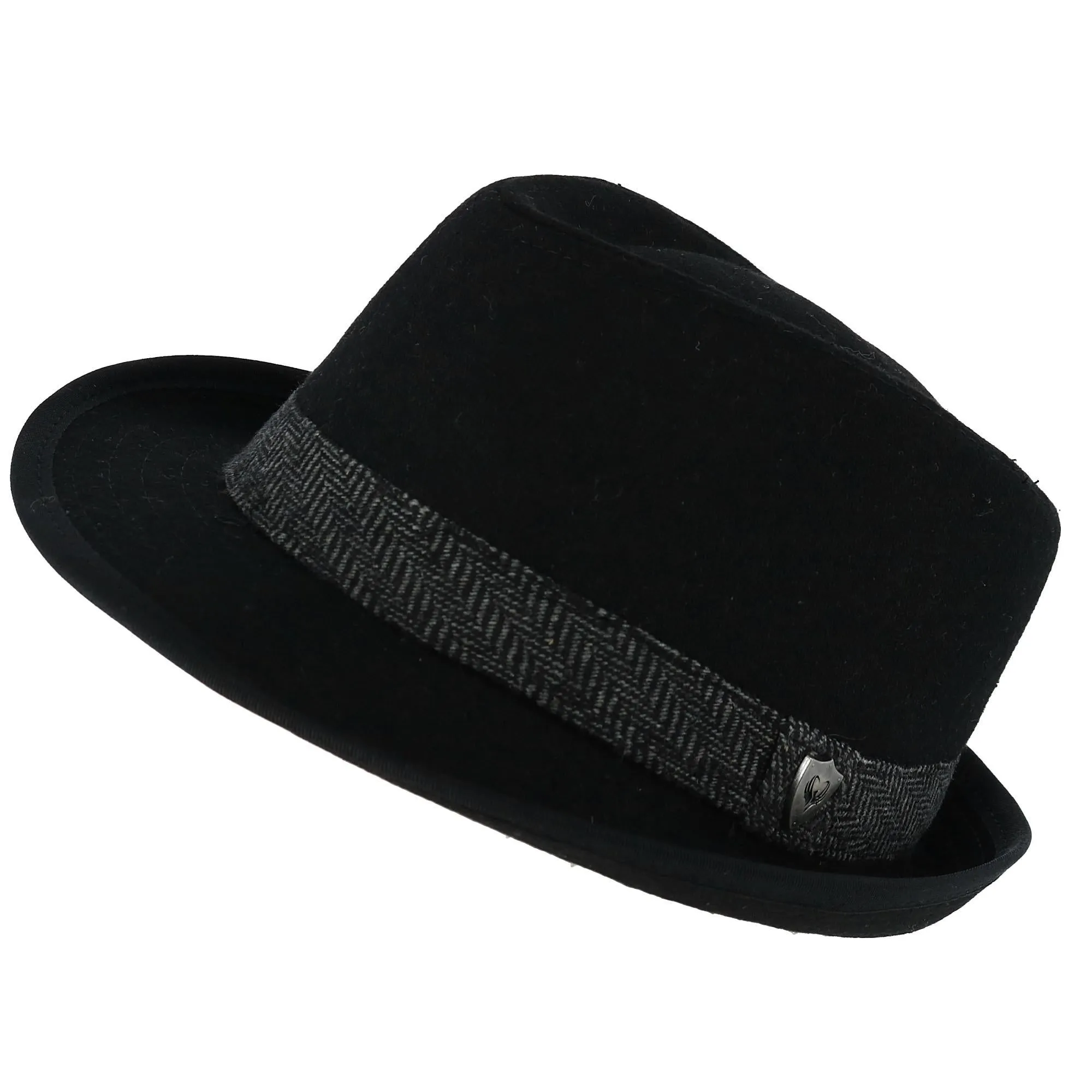 Men's Wool Blend All Season Fedora Hat with Herringbone Band