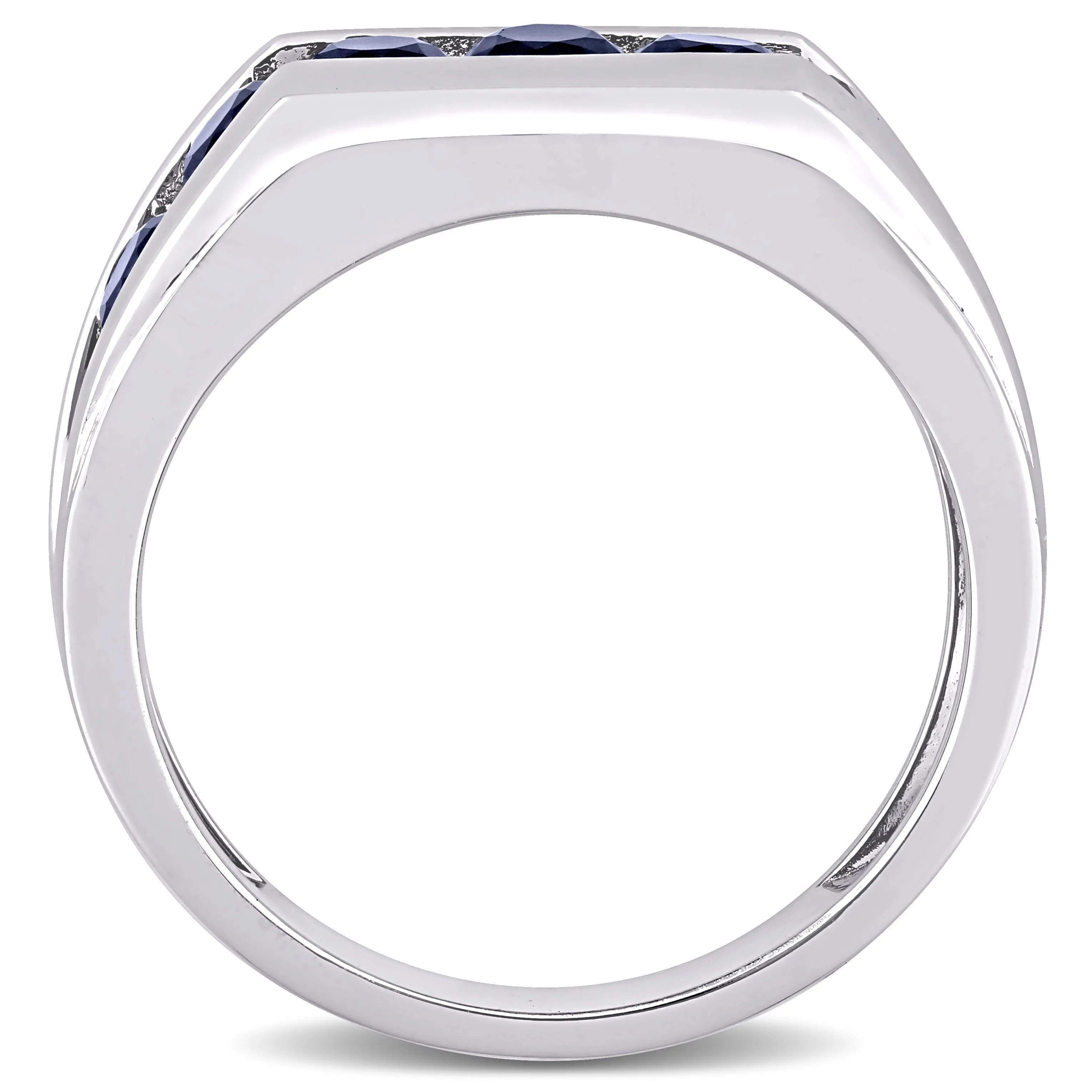 Mimi & Max 1 1/4ct TGW Created Blue Sapphire Channel Set Men's  Ring in Sterling Silver