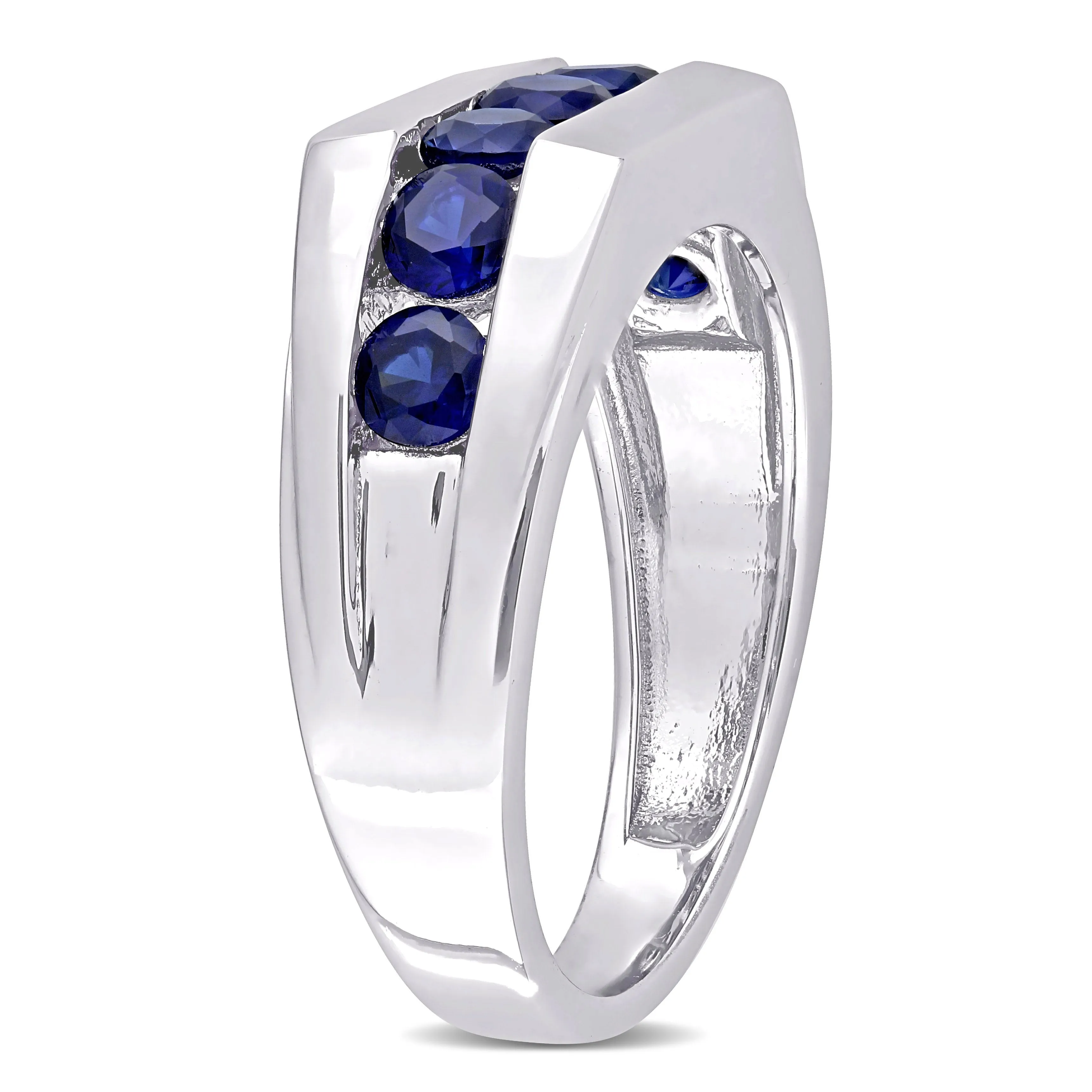 Mimi & Max 1 1/4ct TGW Created Blue Sapphire Channel Set Men's  Ring in Sterling Silver