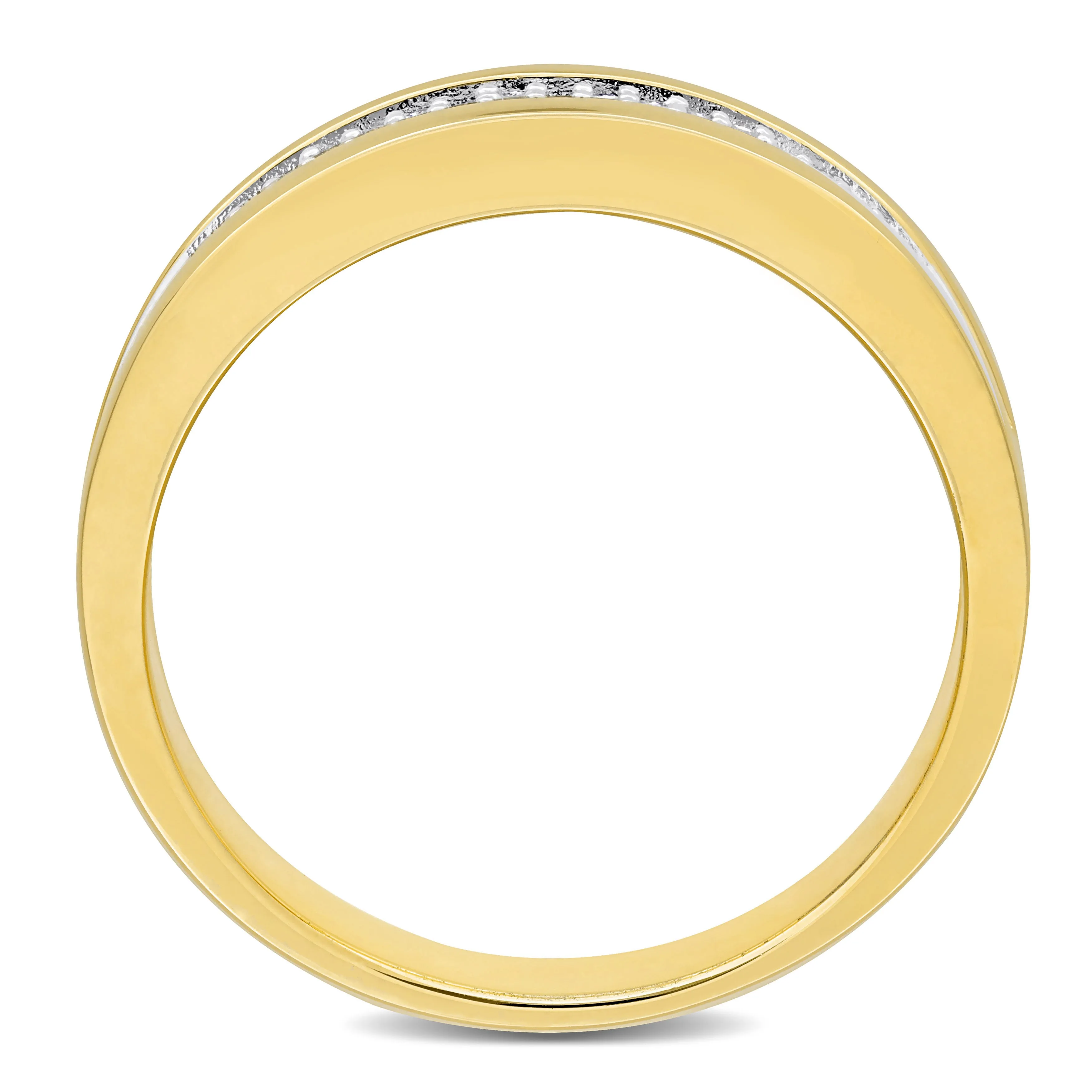 Mimi & Max 1/10ct TDW Diamond Men's Double Row Anniversary Band in Yellow Plated Sterling Silver