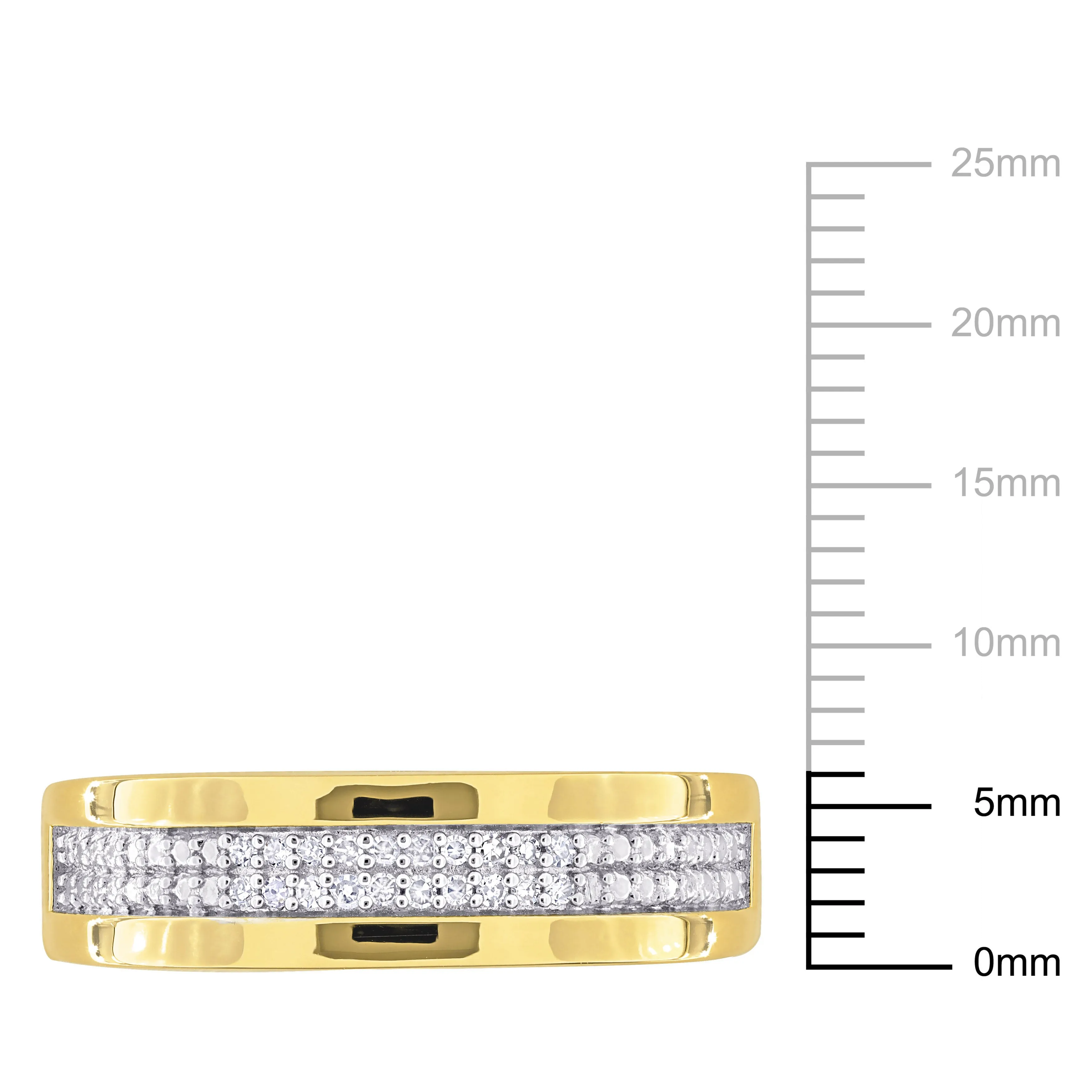 Mimi & Max 1/10ct TDW Diamond Men's Double Row Anniversary Band in Yellow Plated Sterling Silver