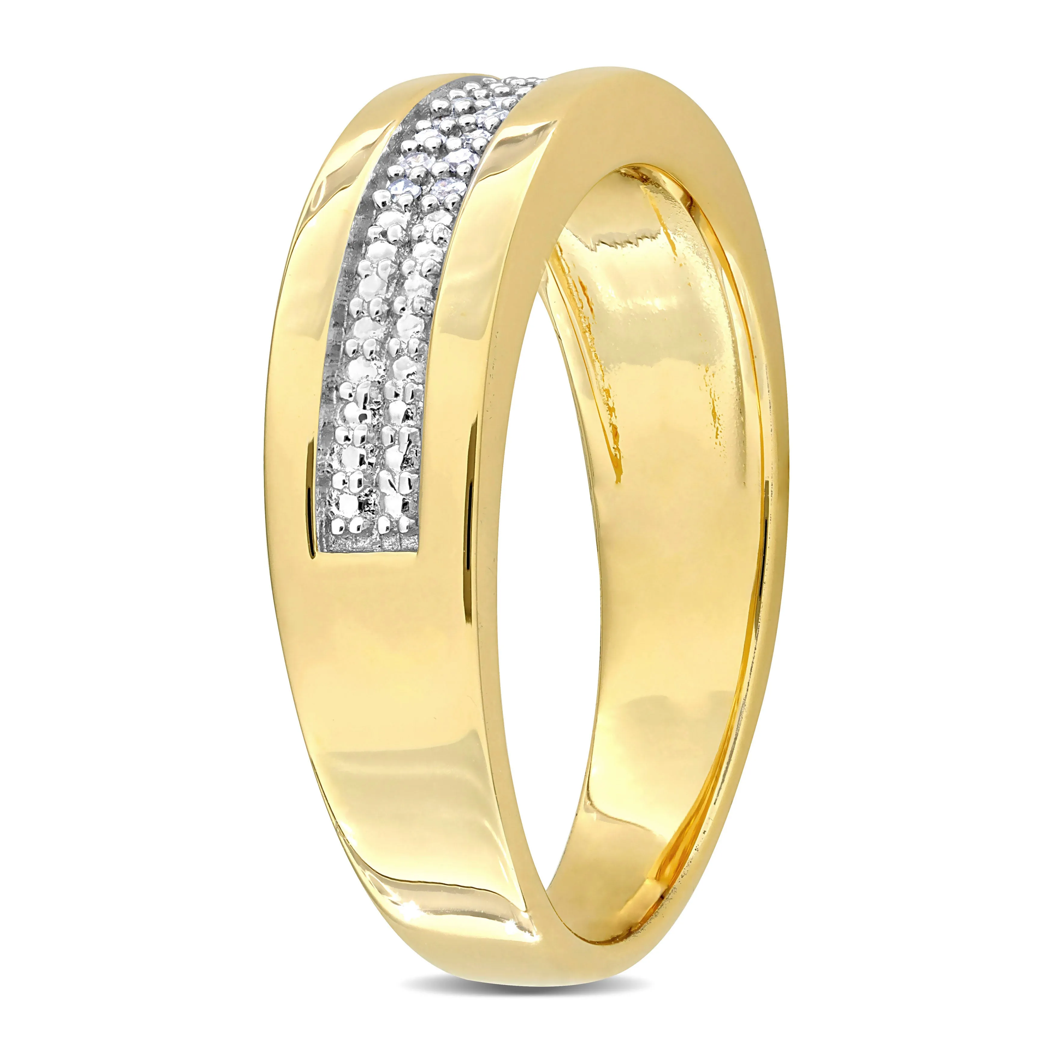 Mimi & Max 1/10ct TDW Diamond Men's Double Row Anniversary Band in Yellow Plated Sterling Silver