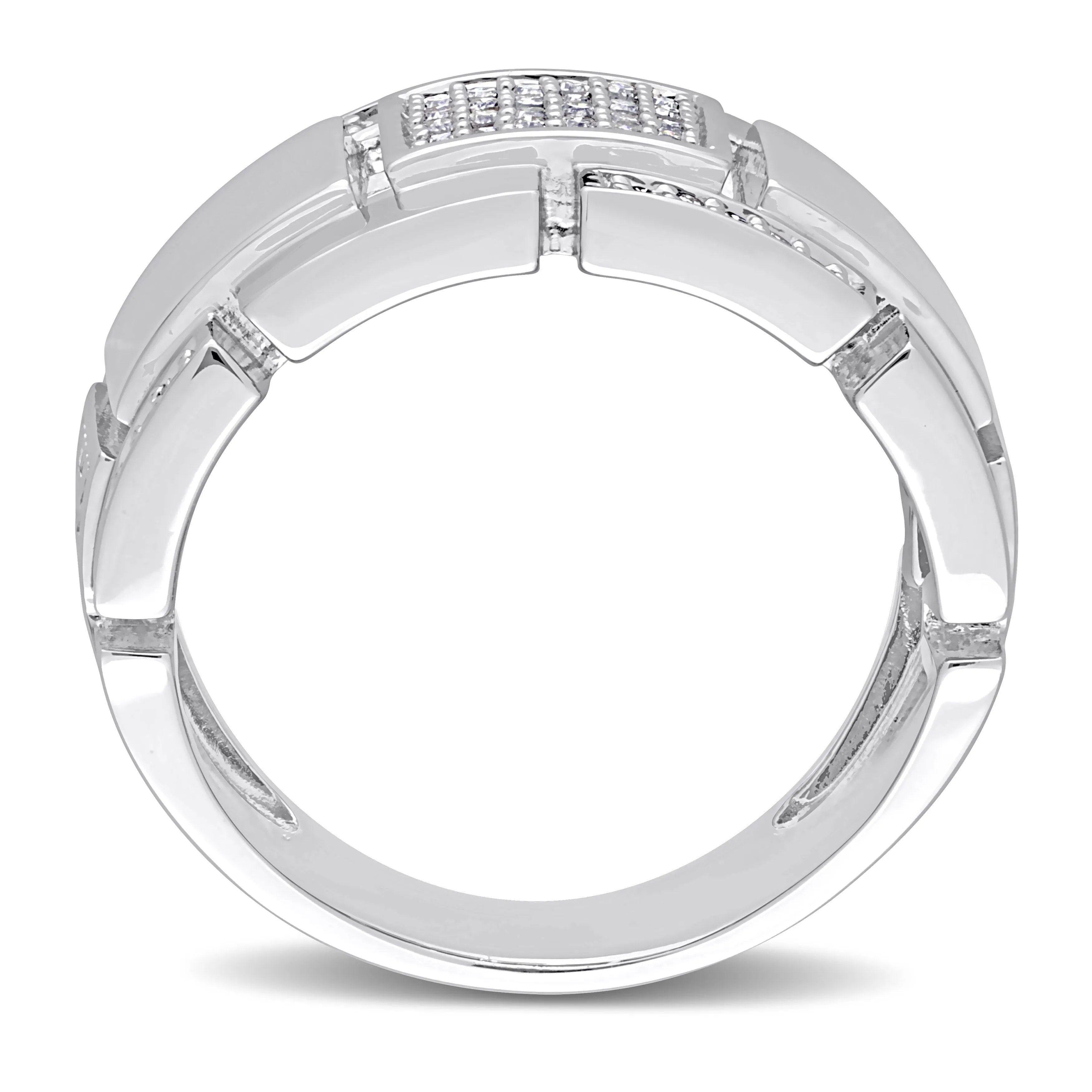 Mimi & Max 1/4ct TW Diamond Men's Ring in Sterling Silver