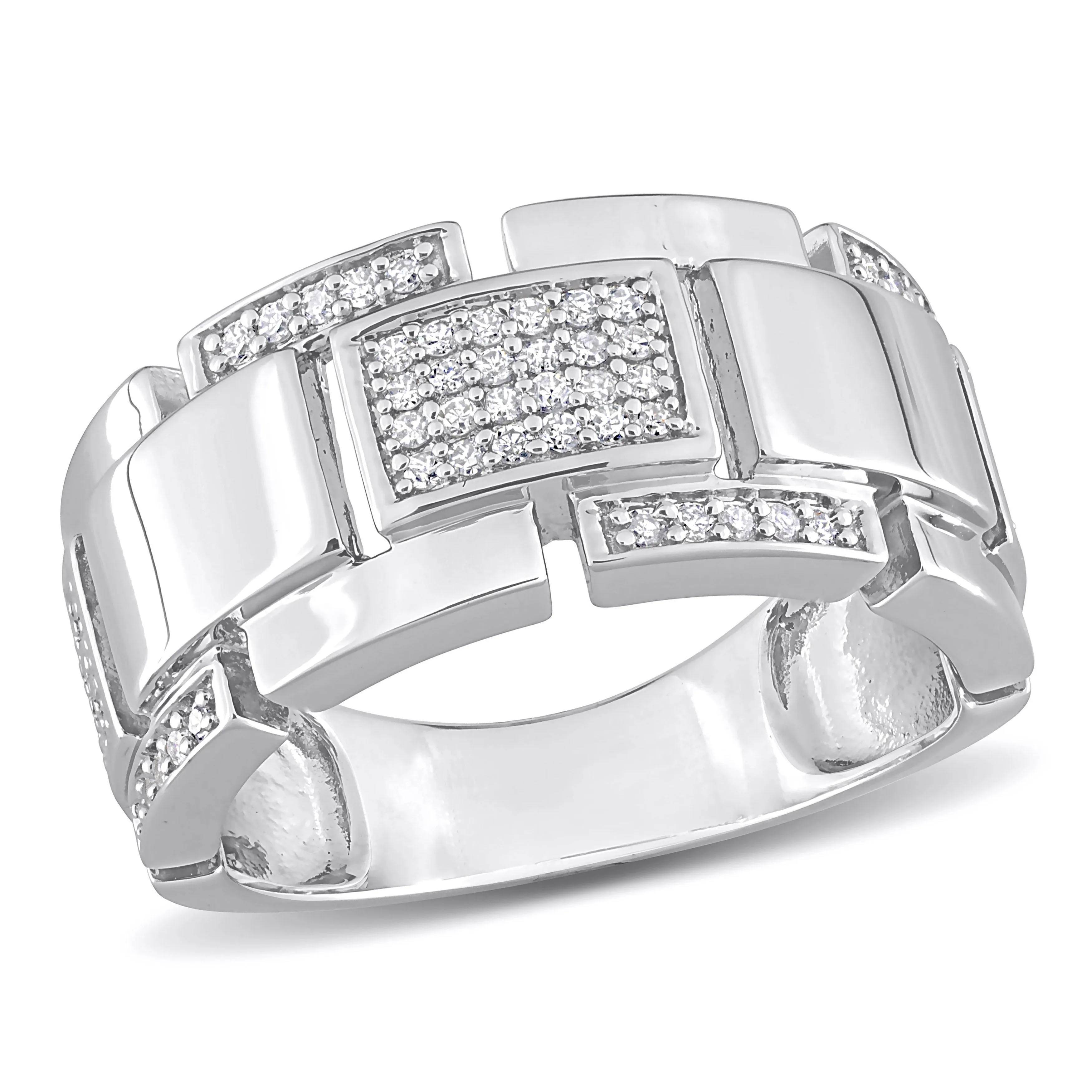 Mimi & Max 1/4ct TW Diamond Men's Ring in Sterling Silver