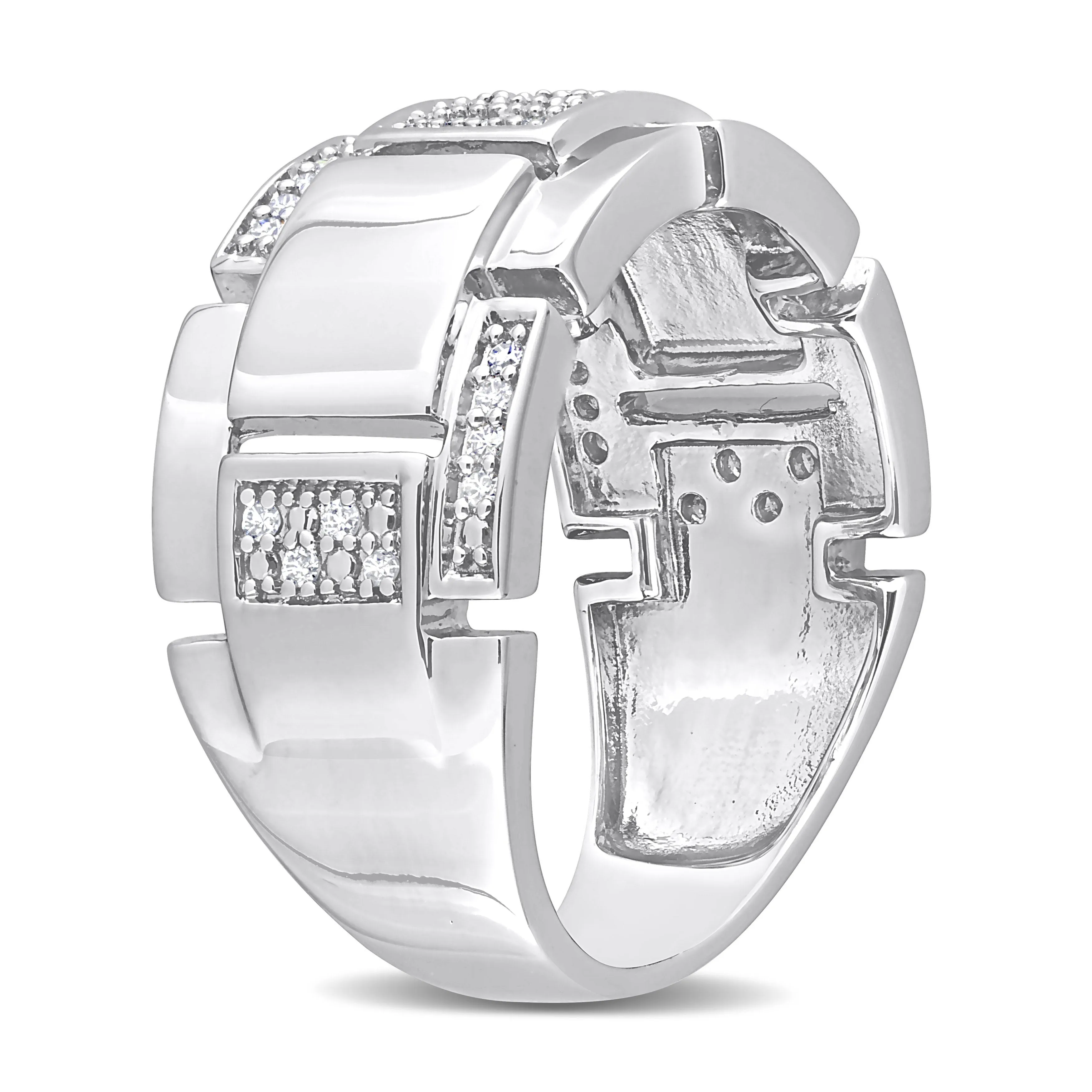 Mimi & Max 1/4ct TW Diamond Men's Ring in Sterling Silver